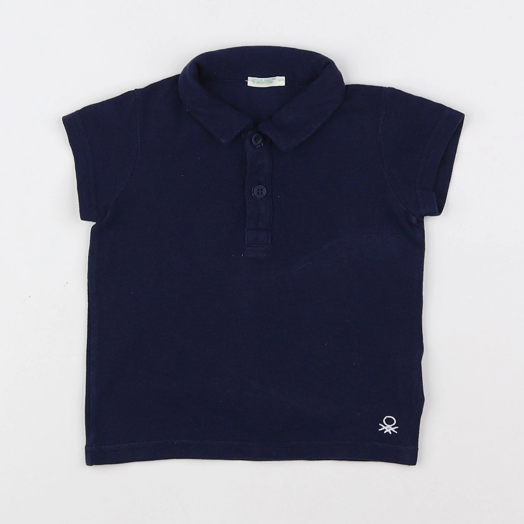 Benetton - polo bleu - 6/9 mois