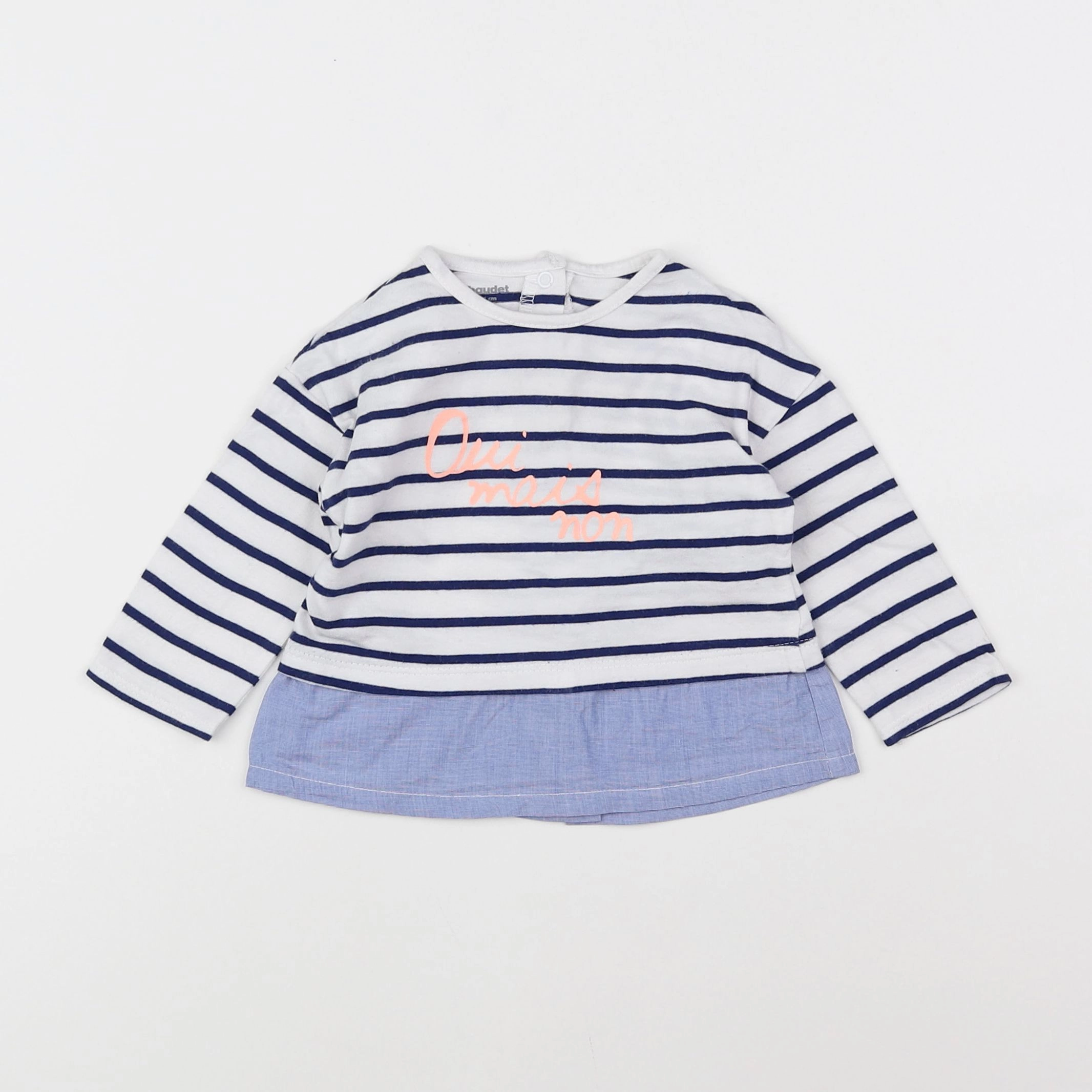 Vertbaudet - tee-shirt bleu, blanc - 12 mois