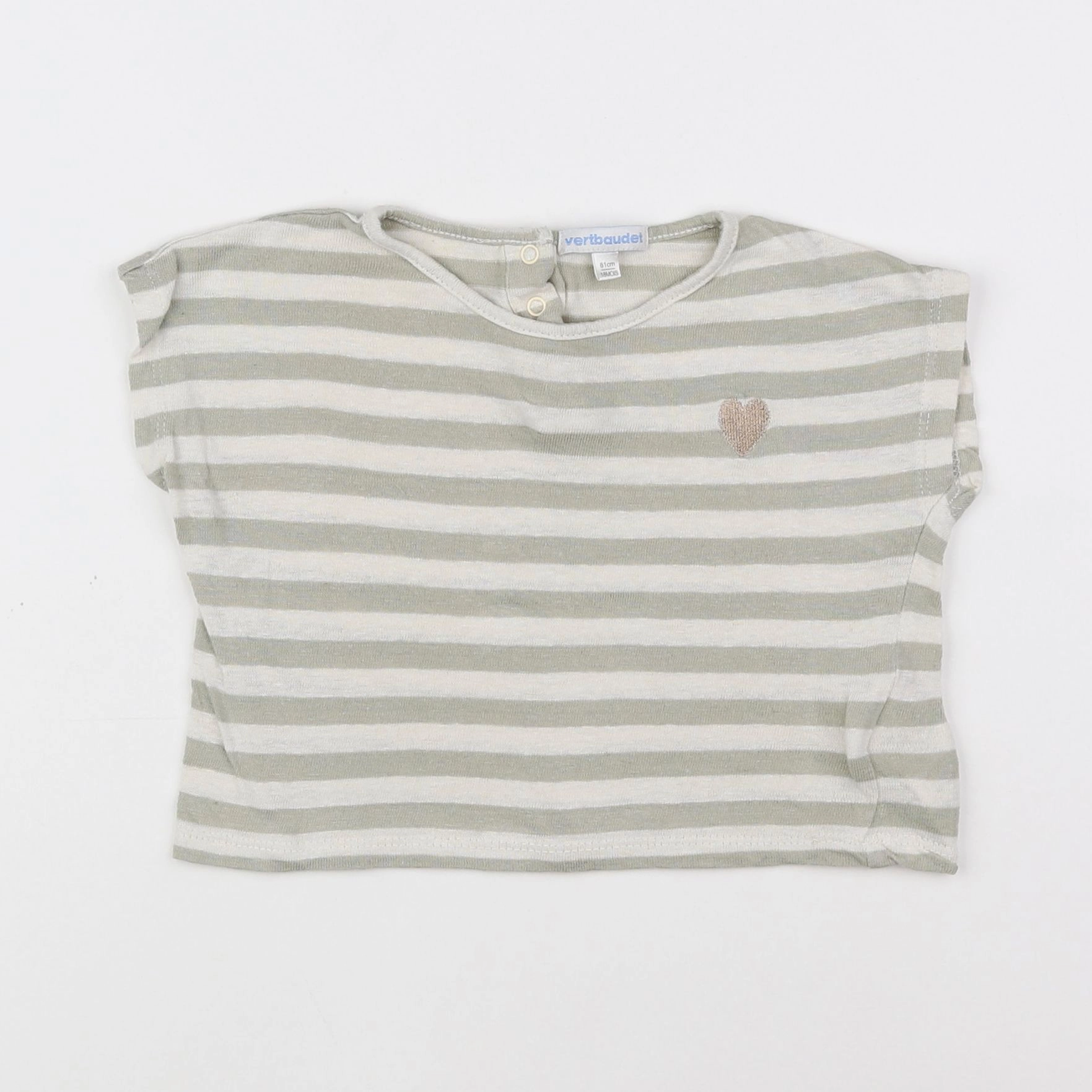 Vertbaudet - tee-shirt blanc, vert - 18 mois