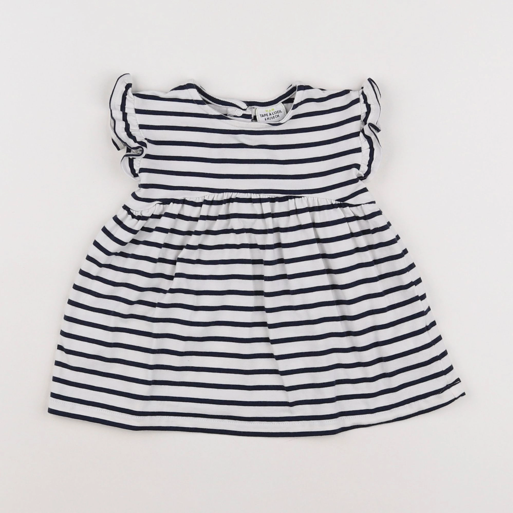 Tape à l'oeil - robe blanc, bleu - 6 mois