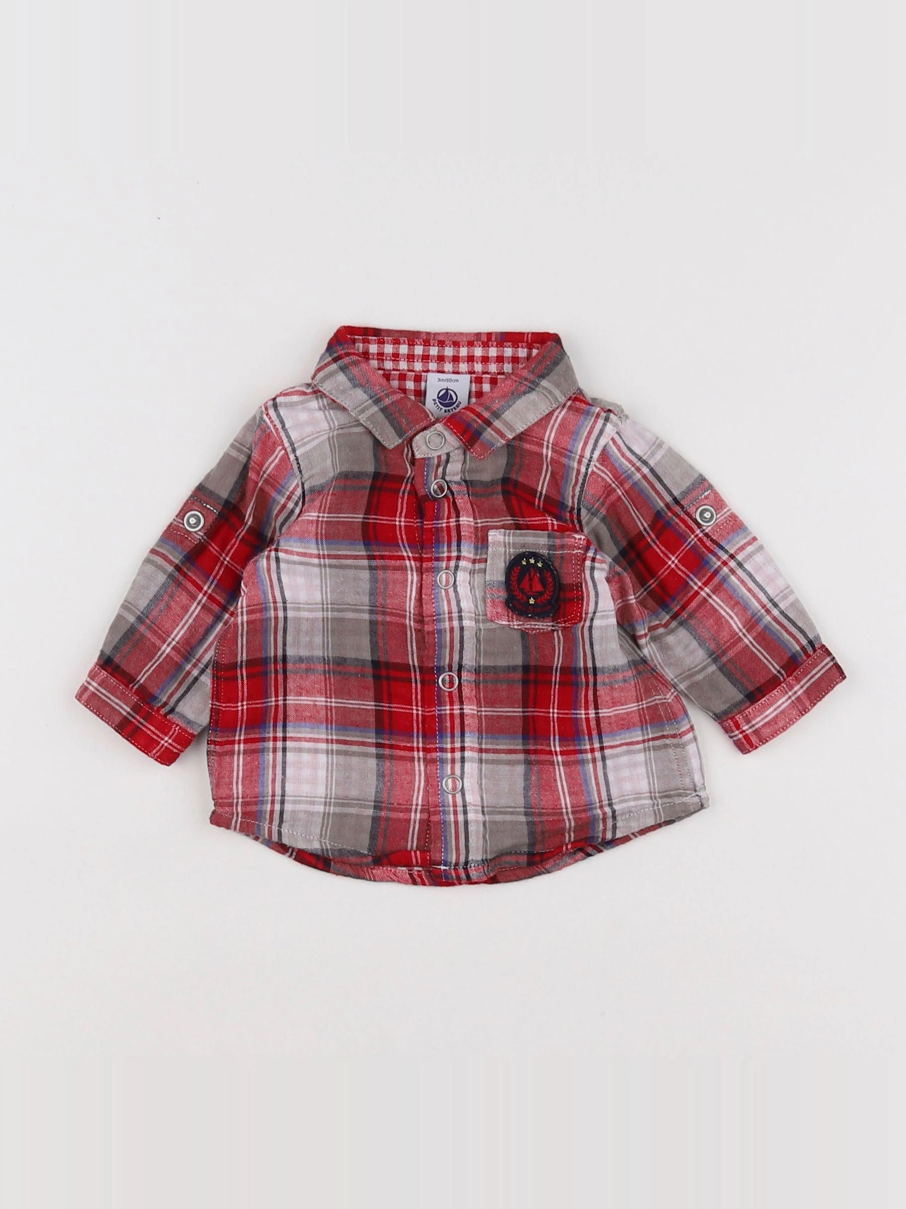 Petit Bateau - chemise rouge - 3 mois