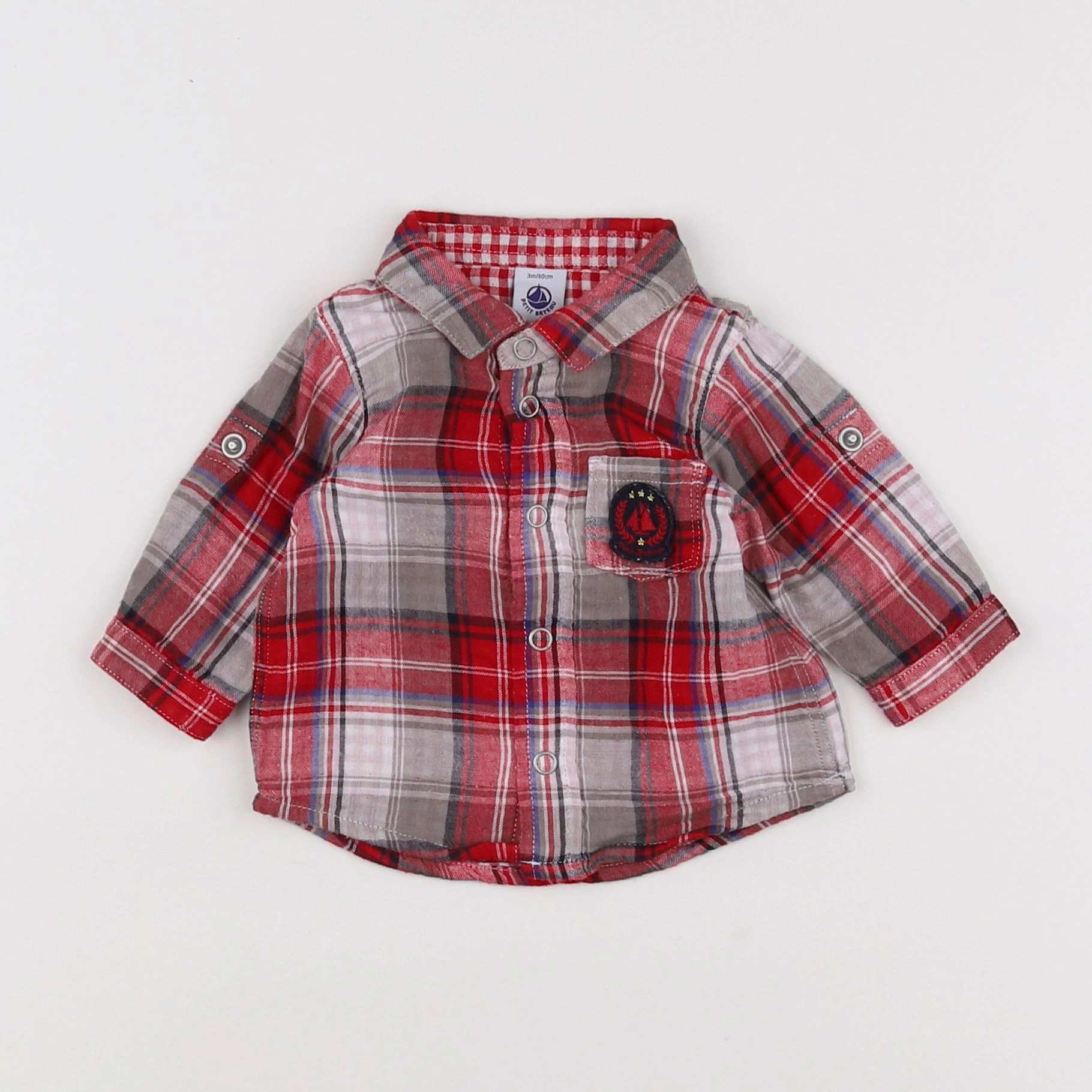 Petit Bateau - chemise rouge - 3 mois