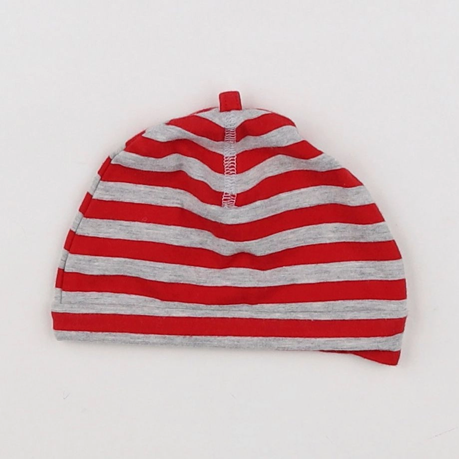 H&M - bonnet gris, rouge - 3/6 mois