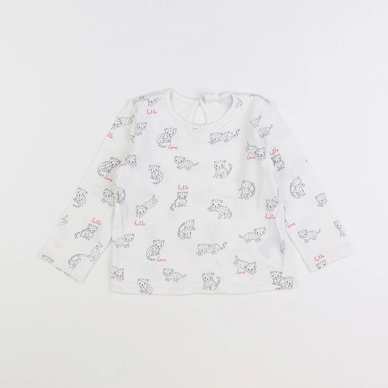 H&M - tee-shirt blanc, gris - 12/18 mois