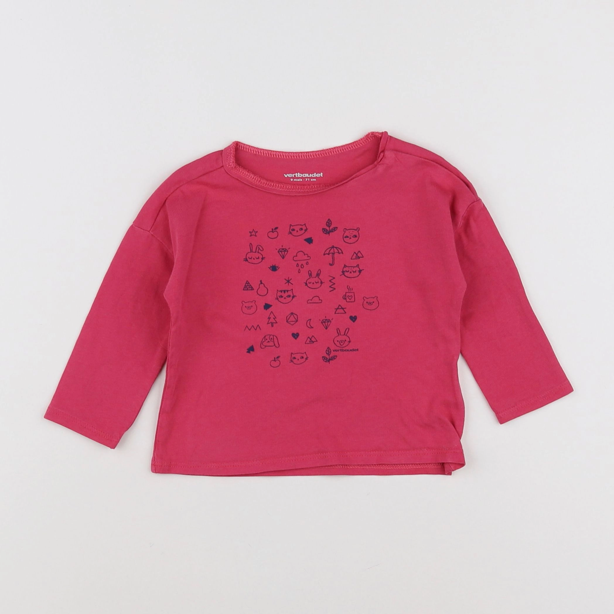 Vertbaudet - tee-shirt rose - 9 mois