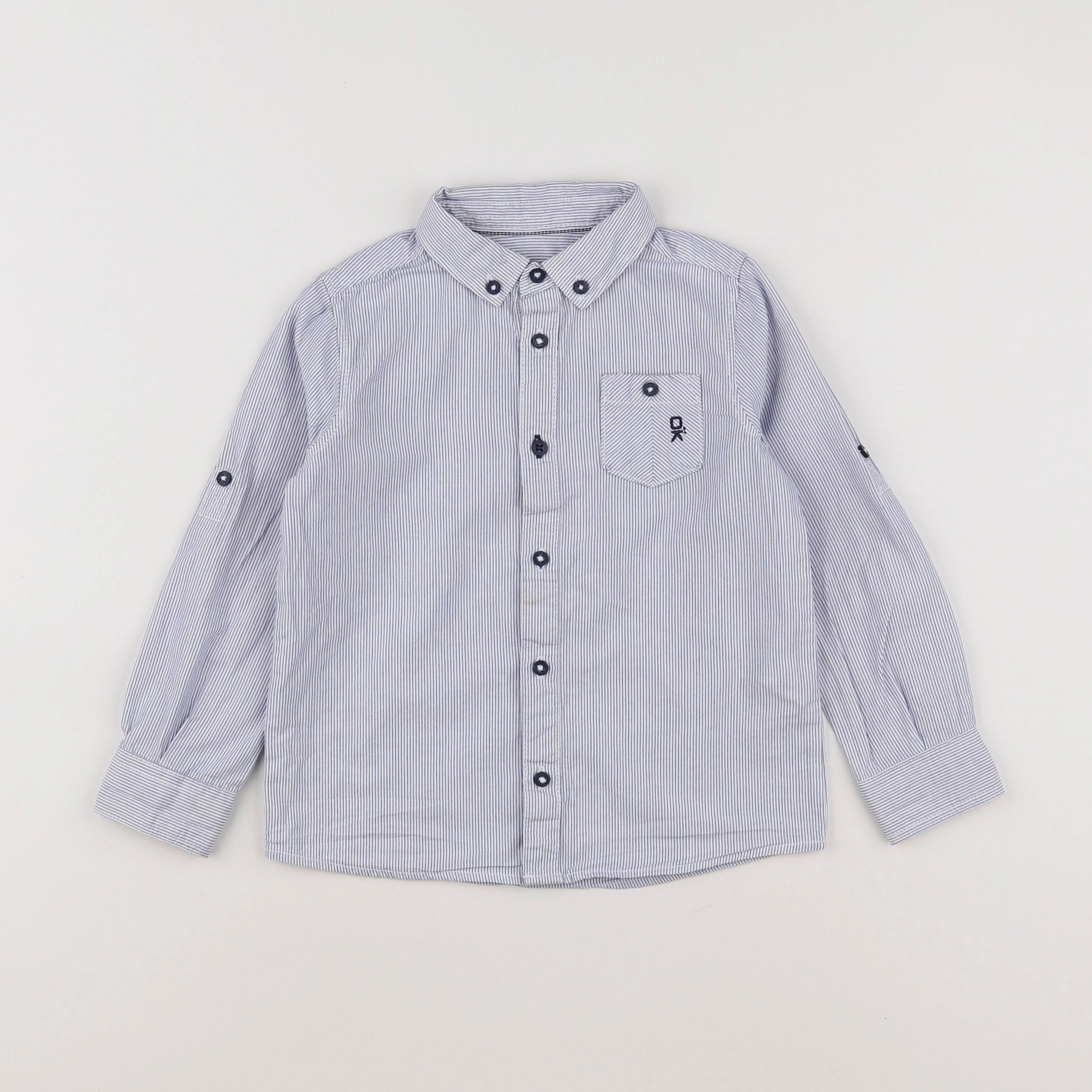 Okaidi - chemise bleu, blanc - 3 ans