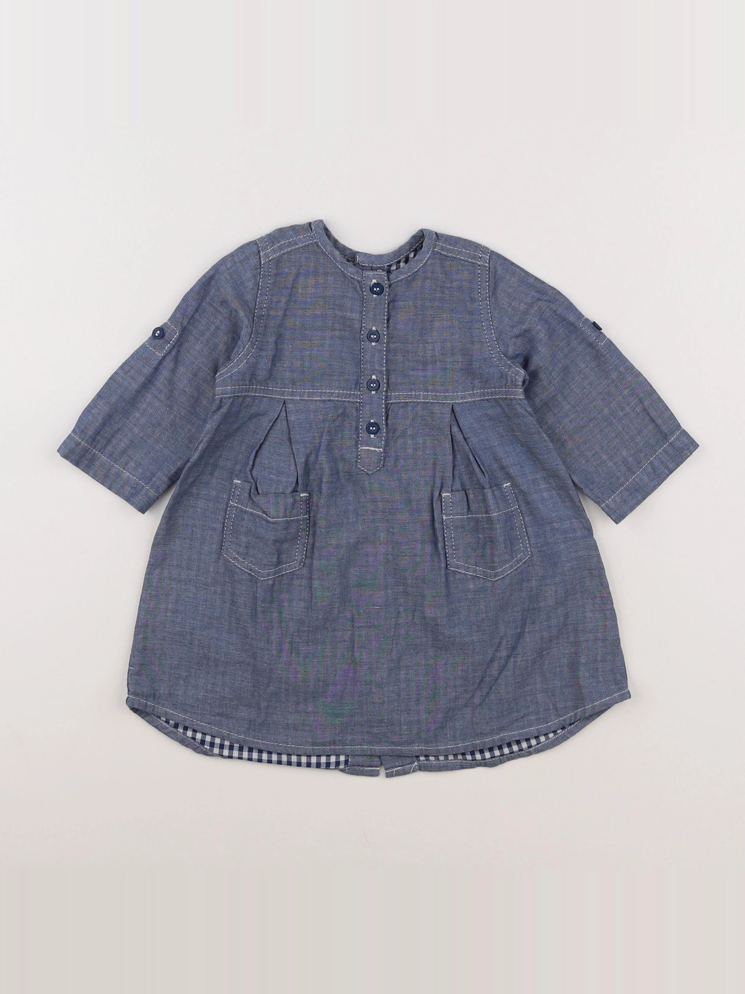 Petit Bateau - robe bleu - 12 mois
