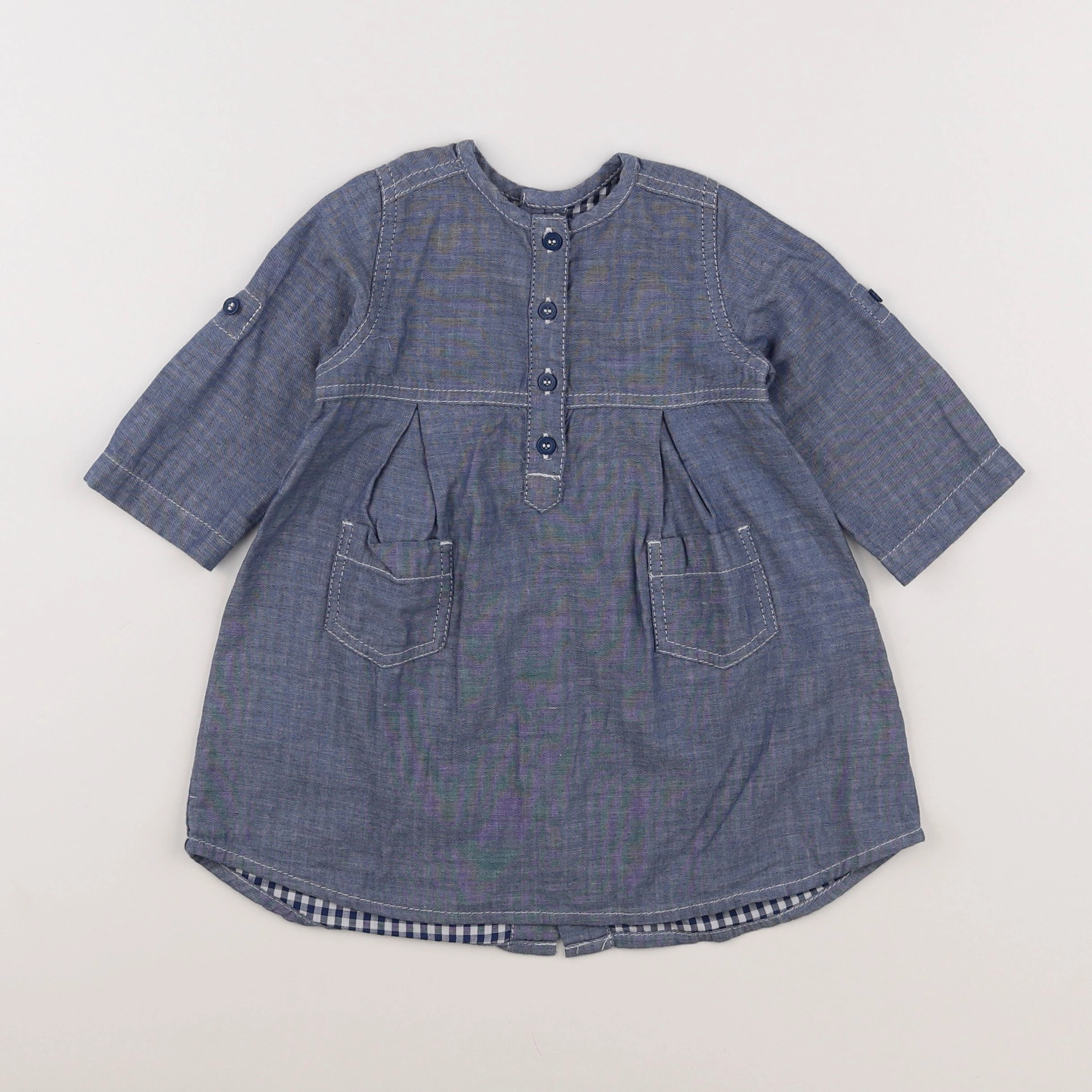 Petit Bateau - robe bleu - 12 mois