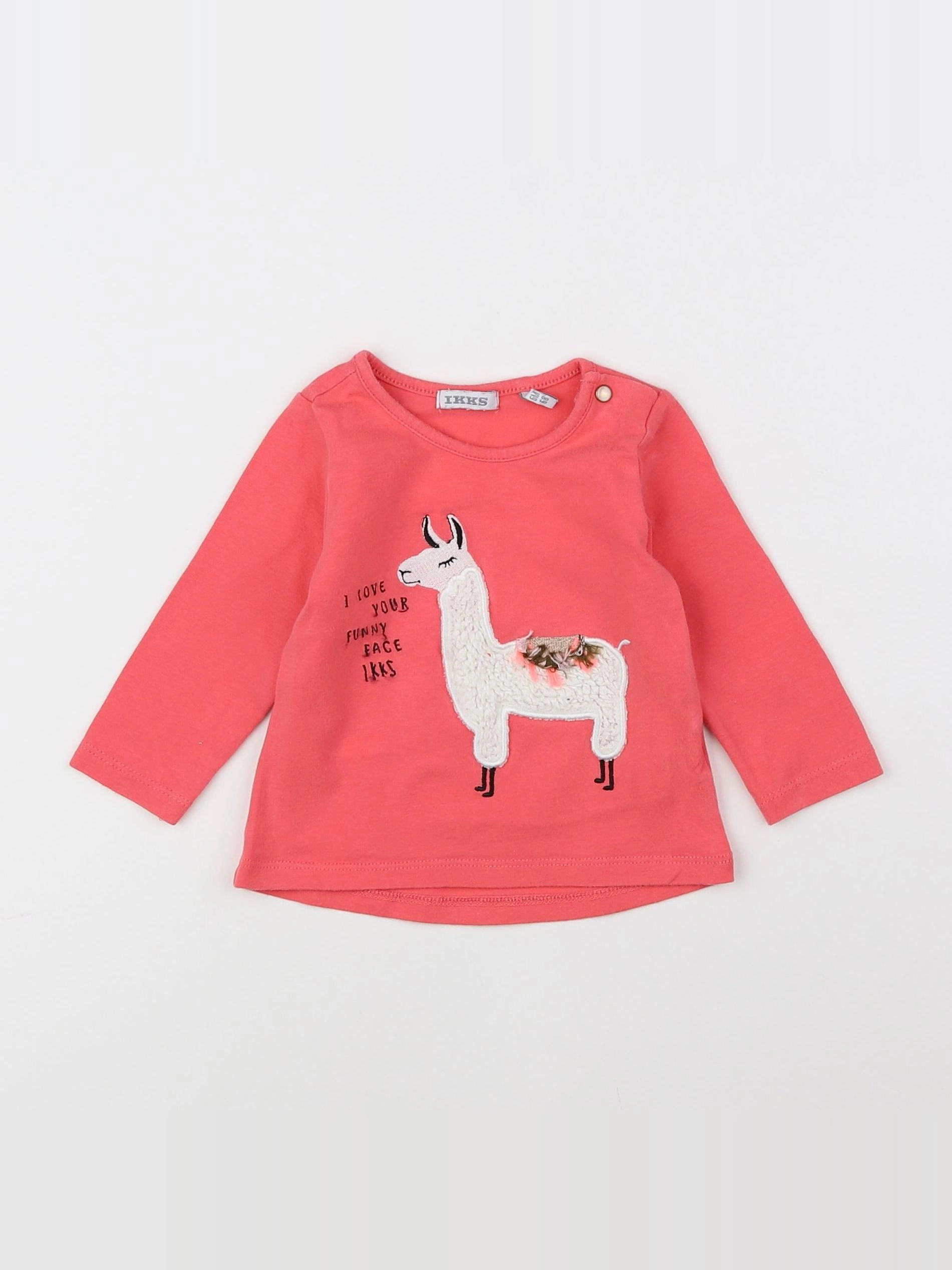 IKKS - tee-shirt rose, blanc - 6 mois