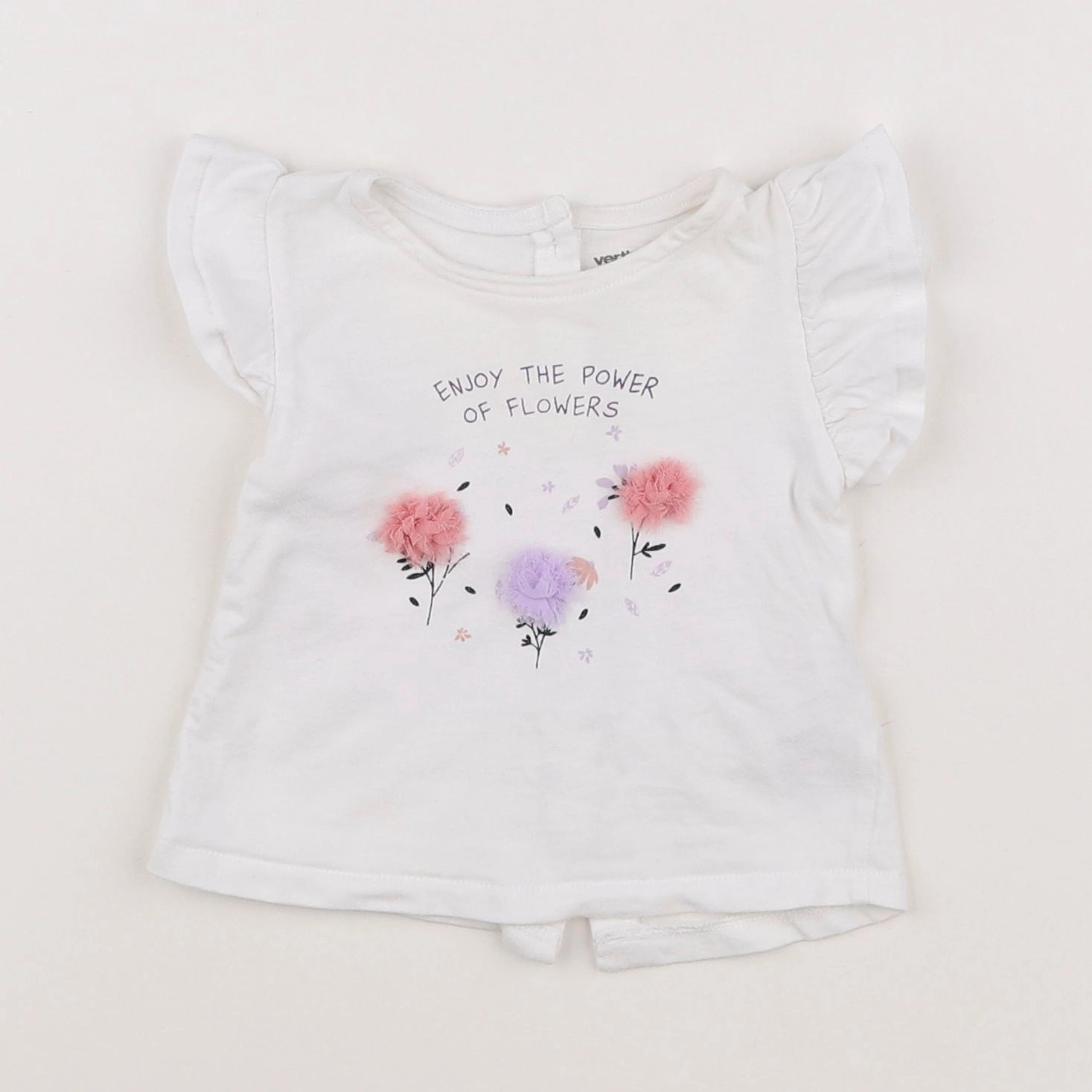 Vertbaudet - tee-shirt blanc, multicolore - 3 mois