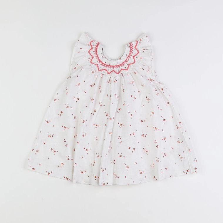 Cyrillus - robe blanc, rose - 6 mois