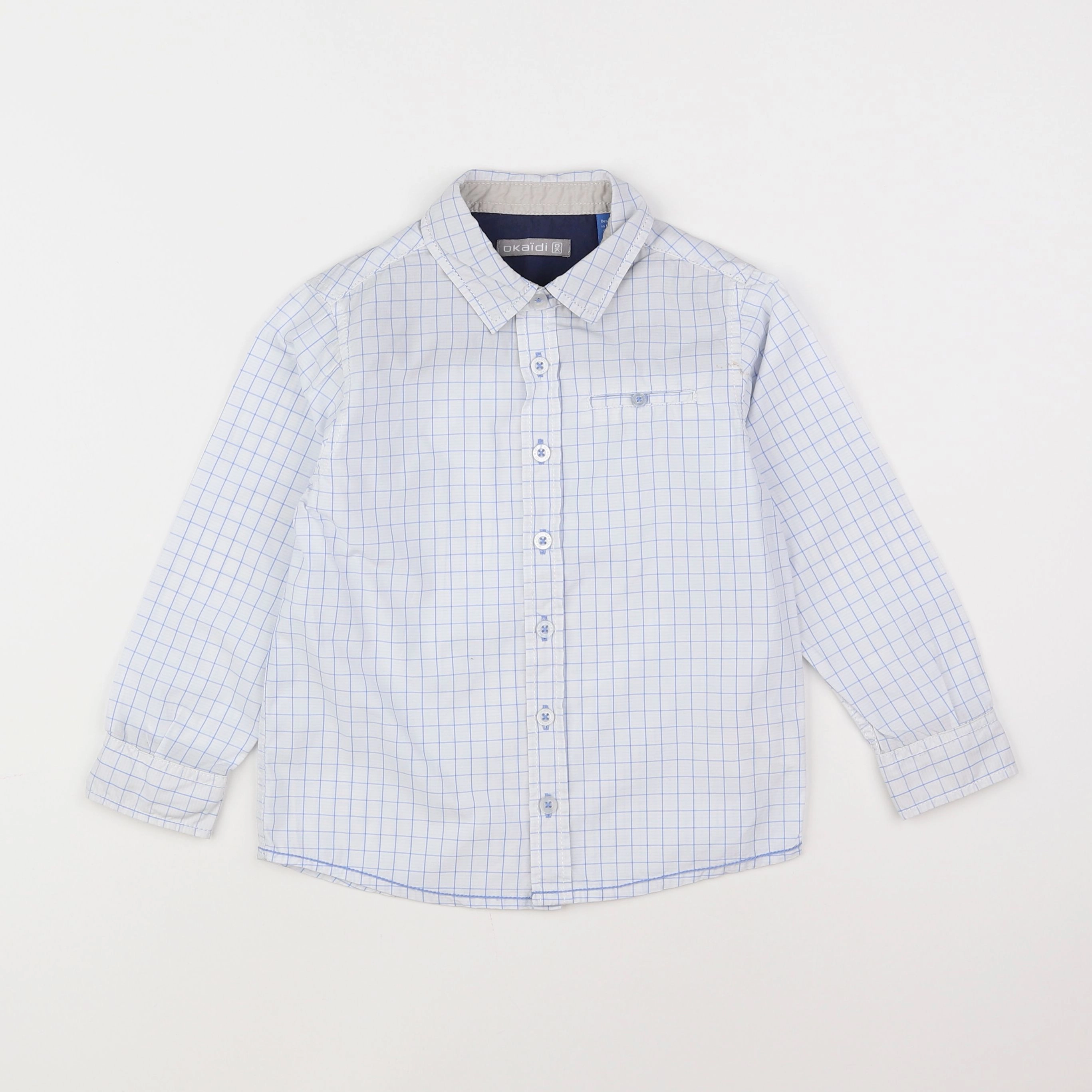 Okaidi - chemise blanc, bleu - 4 ans