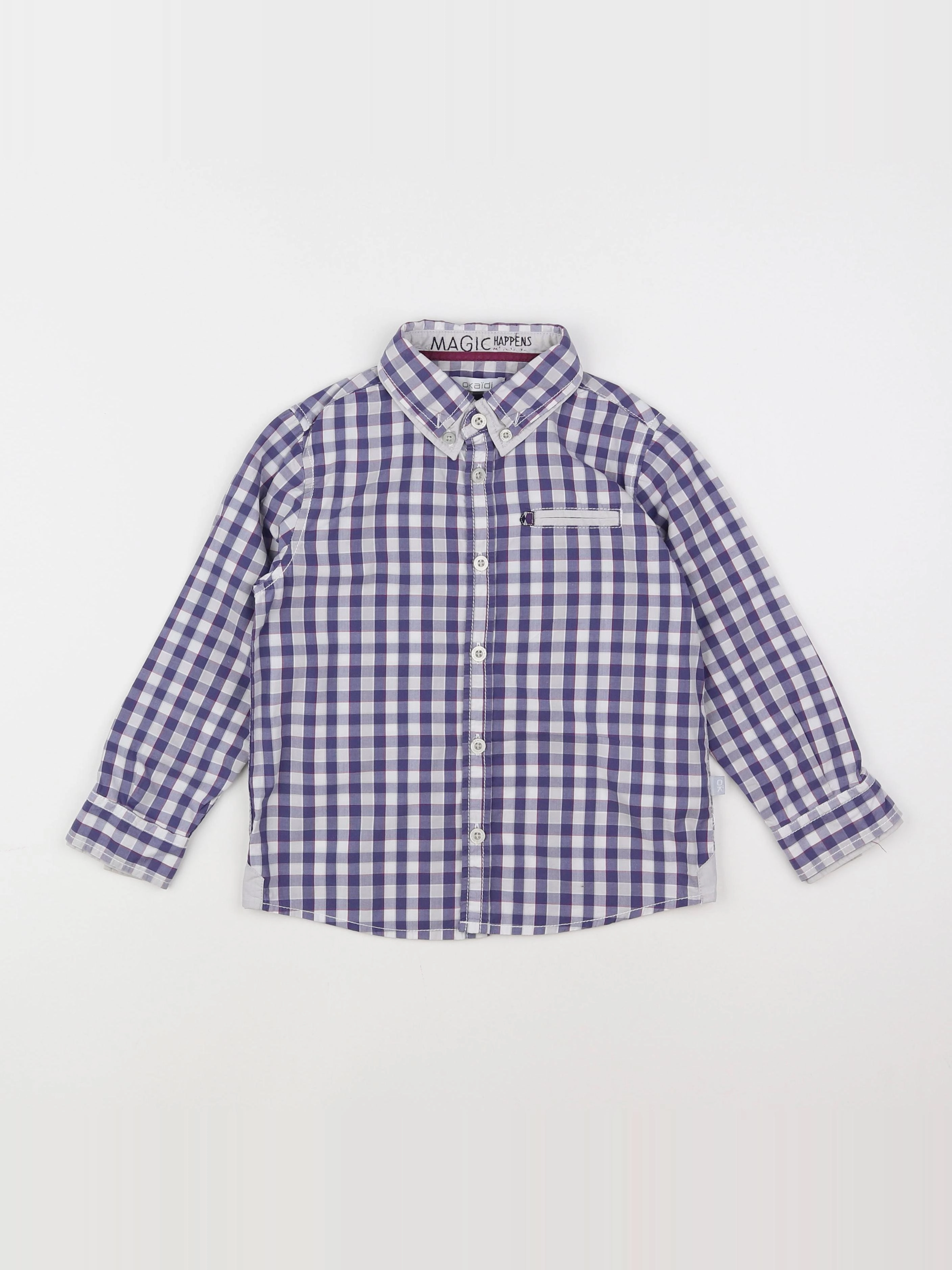 Okaidi - chemise bleu, blanc - 4 ans