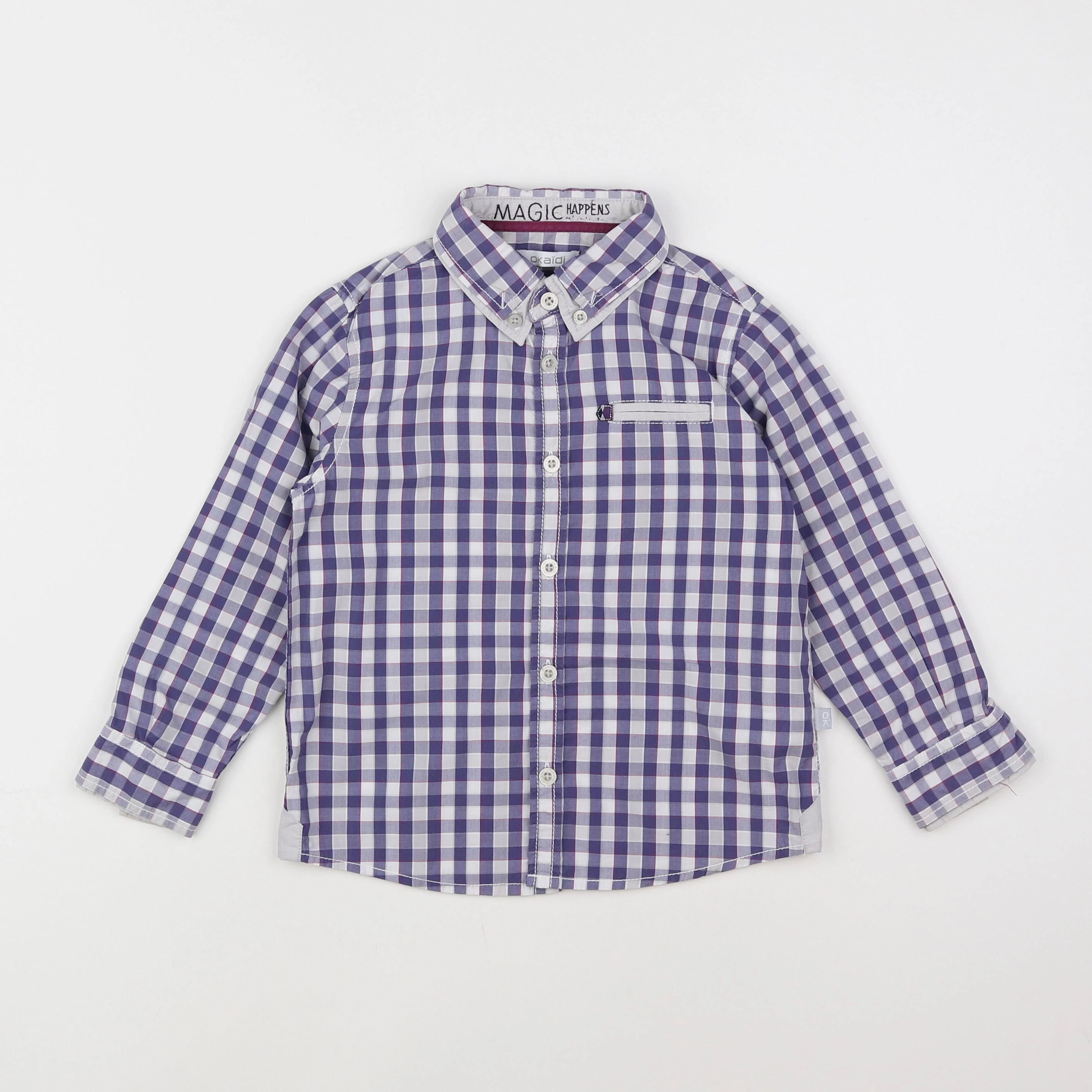 Okaidi - chemise bleu, blanc - 4 ans