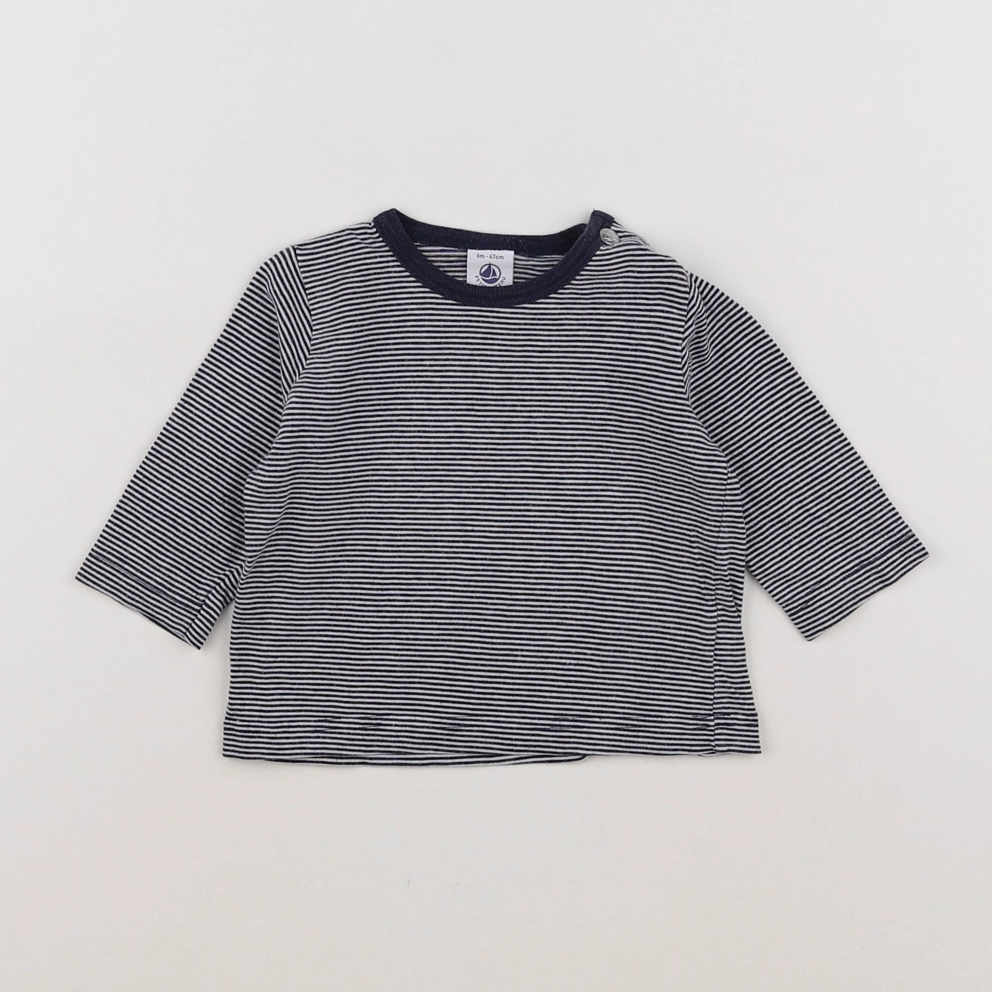 Petit Bateau - tee-shirt bleu, blanc - 6 mois