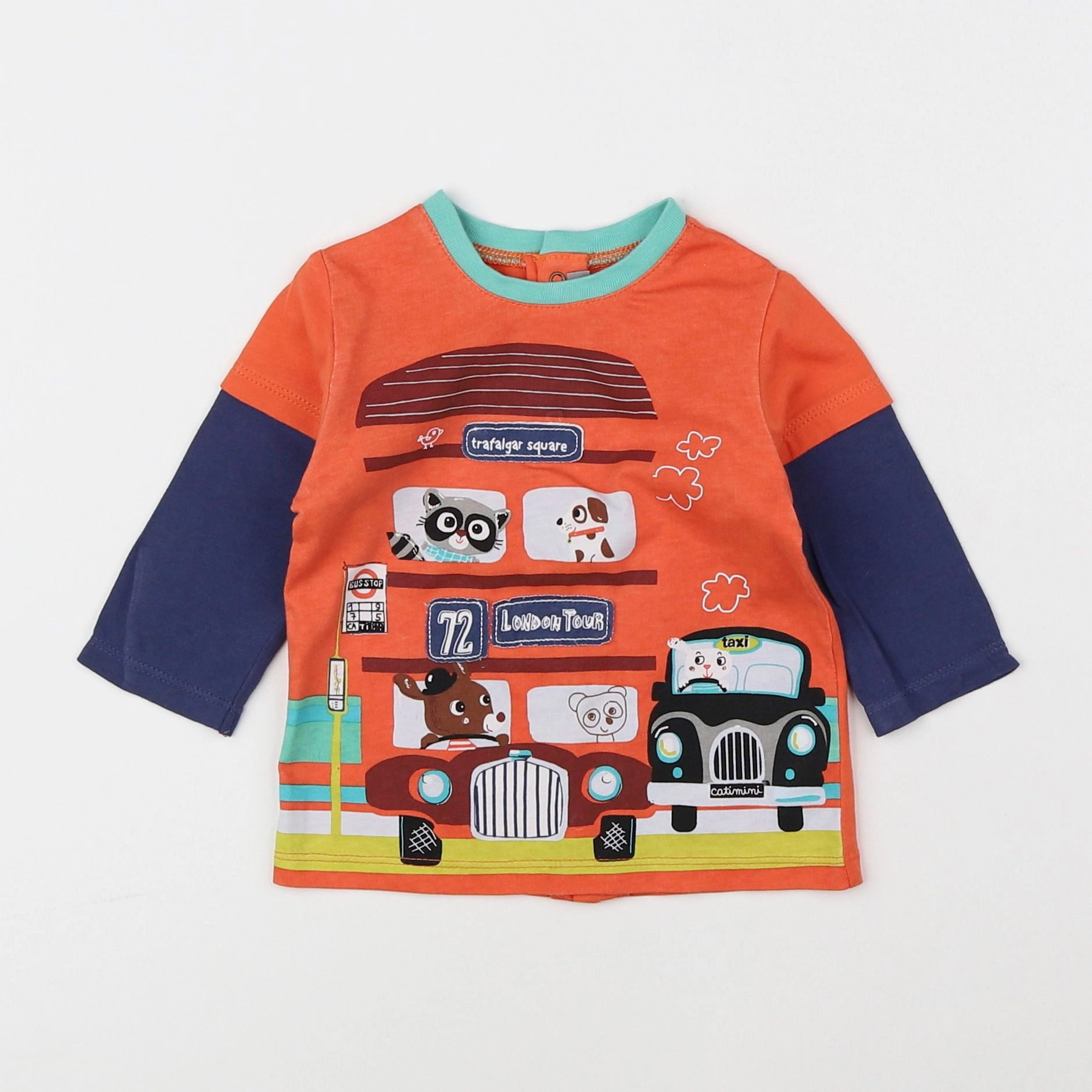 Catimini - tee-shirt bleu, orange - 6 mois
