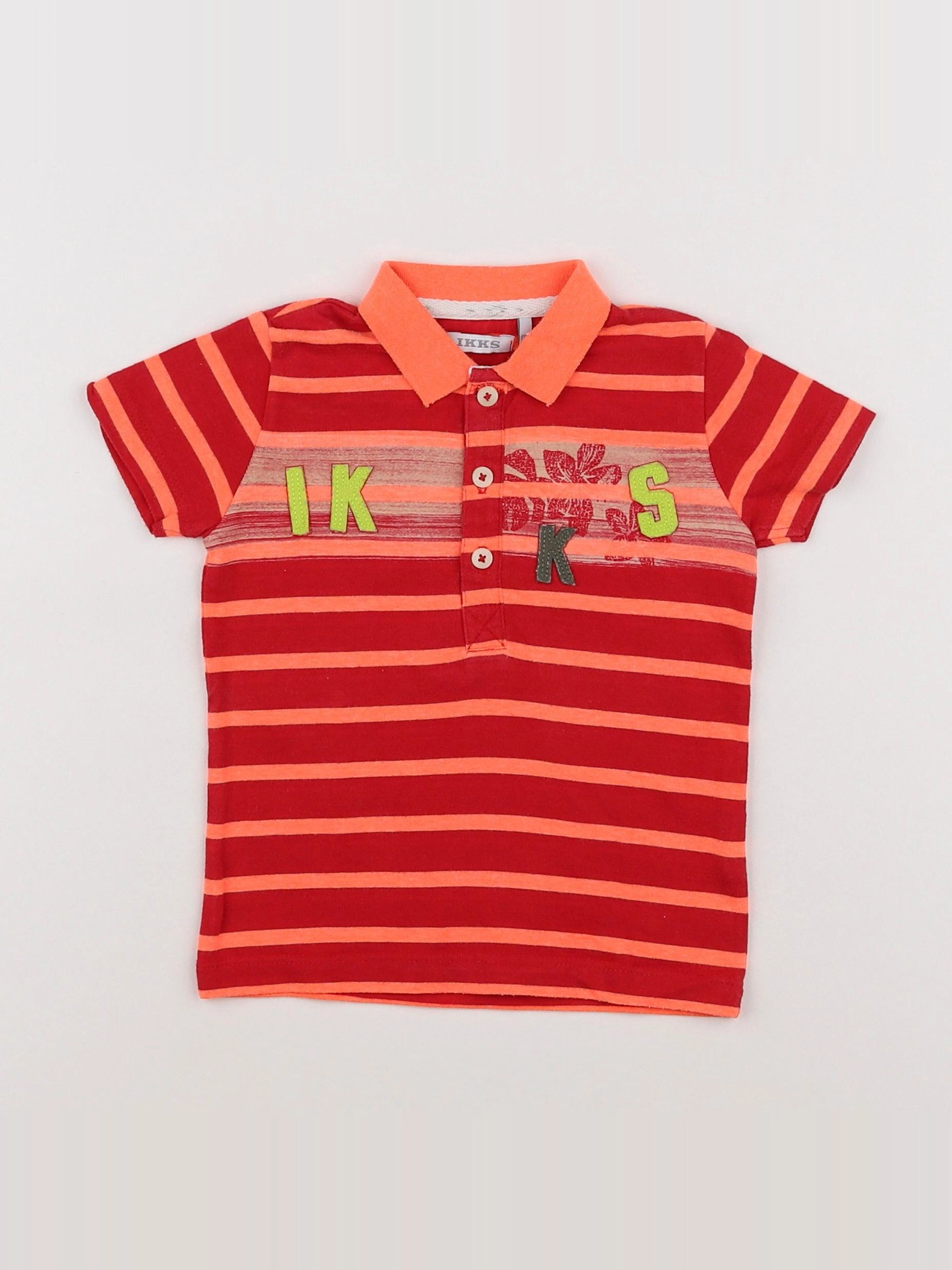 IKKS - polo rouge, orange fluo - 12 mois