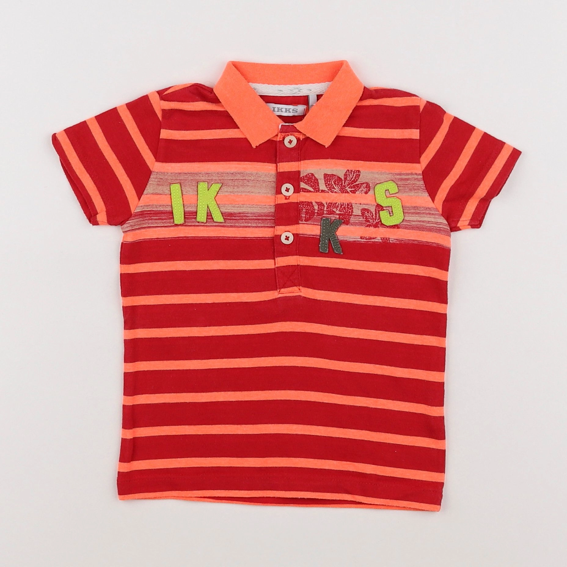 IKKS - polo rouge, orange fluo - 12 mois
