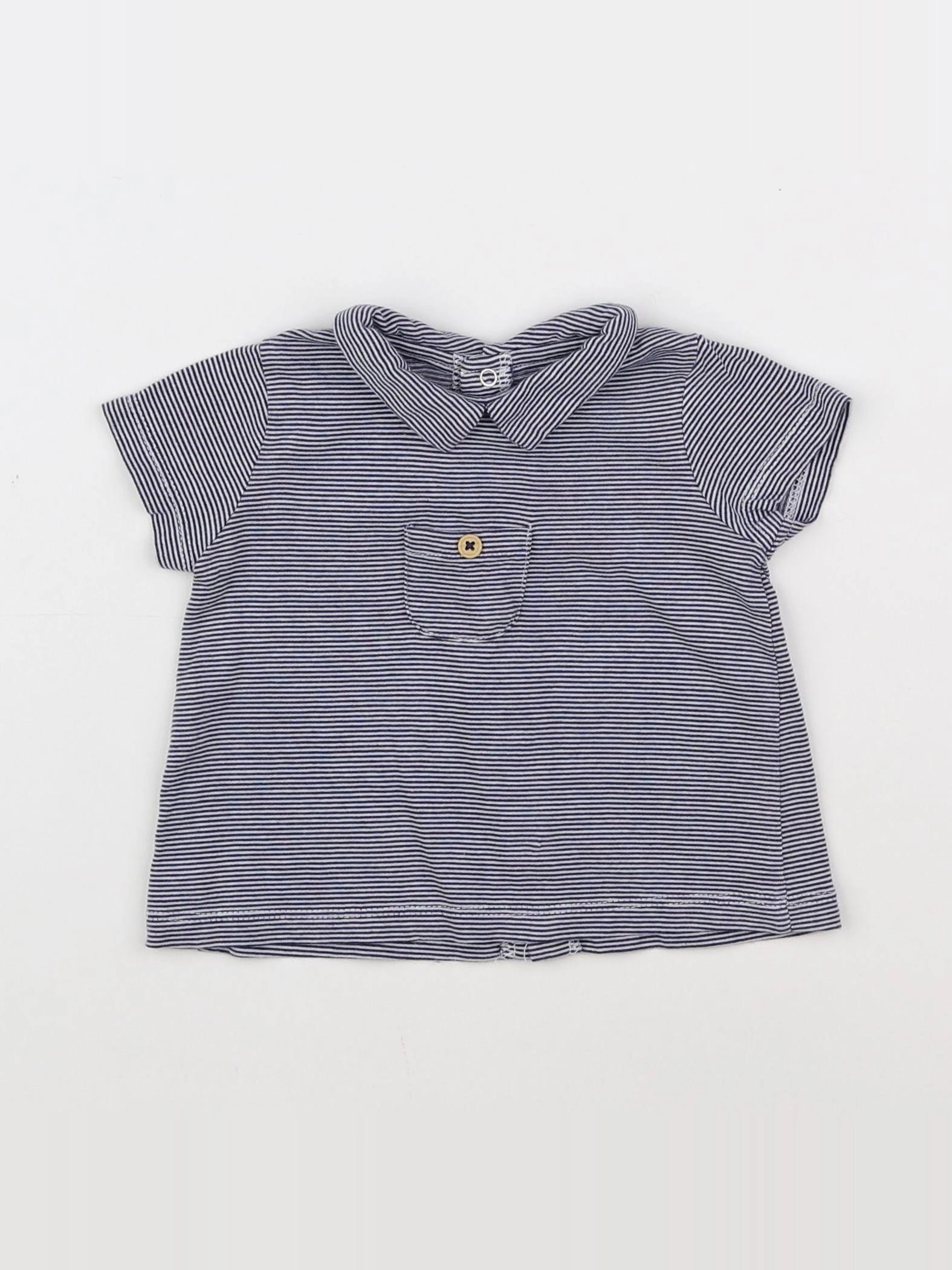Boutchou - tee-shirt bleu, blanc - 3 mois