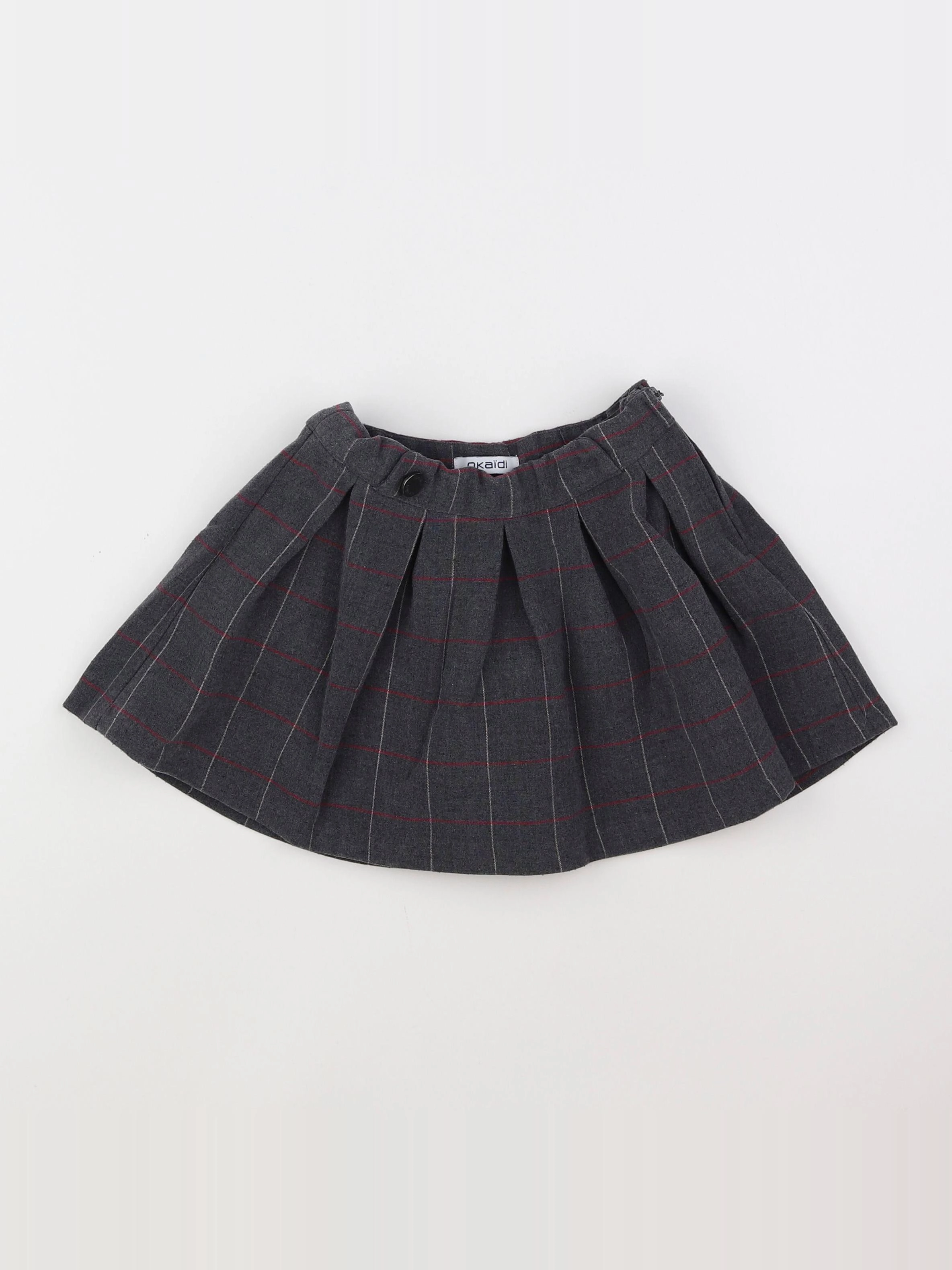 Okaidi - jupe gris, rose - 3 ans