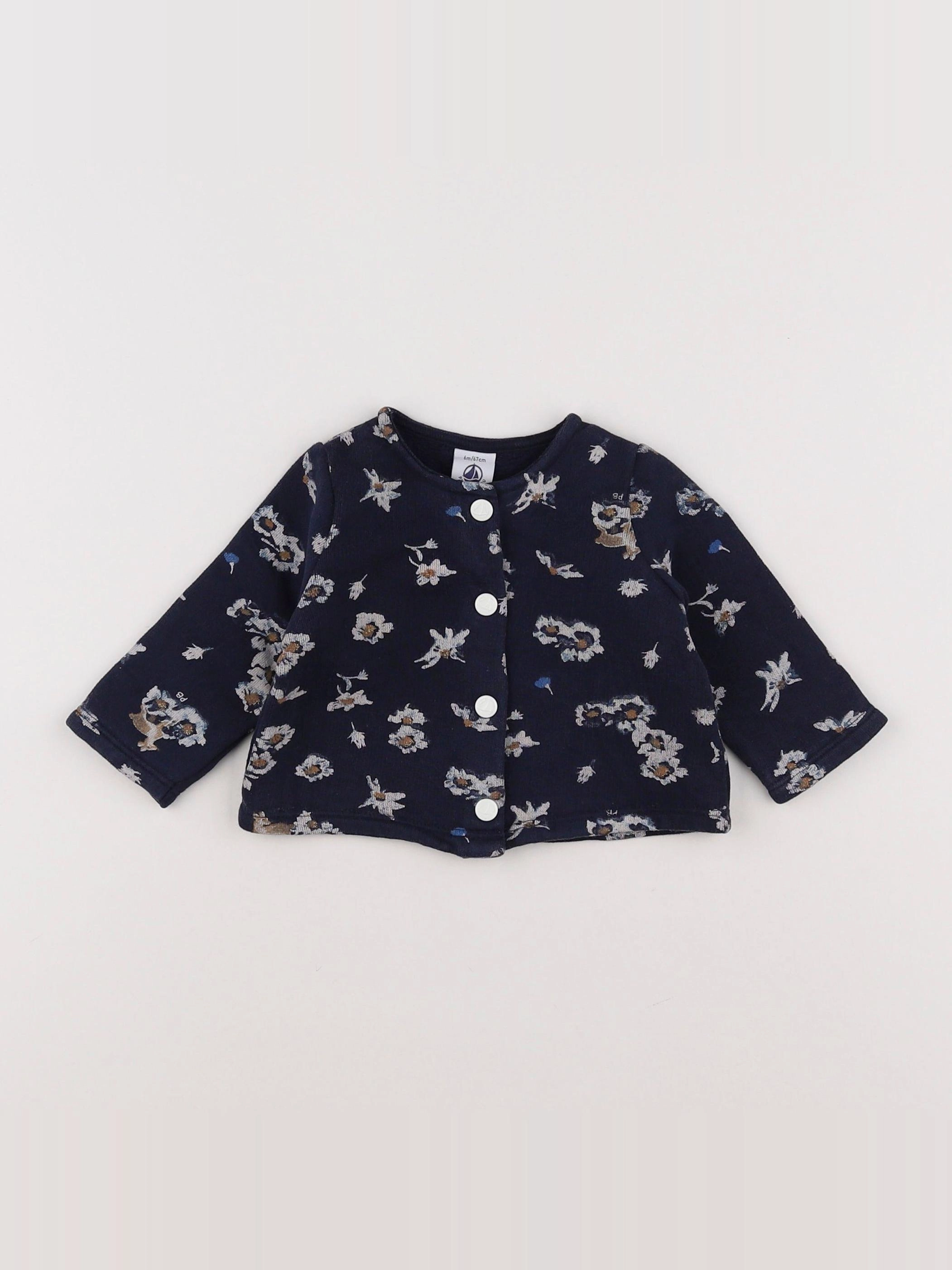Petit Bateau - sweat bleu - 6 mois