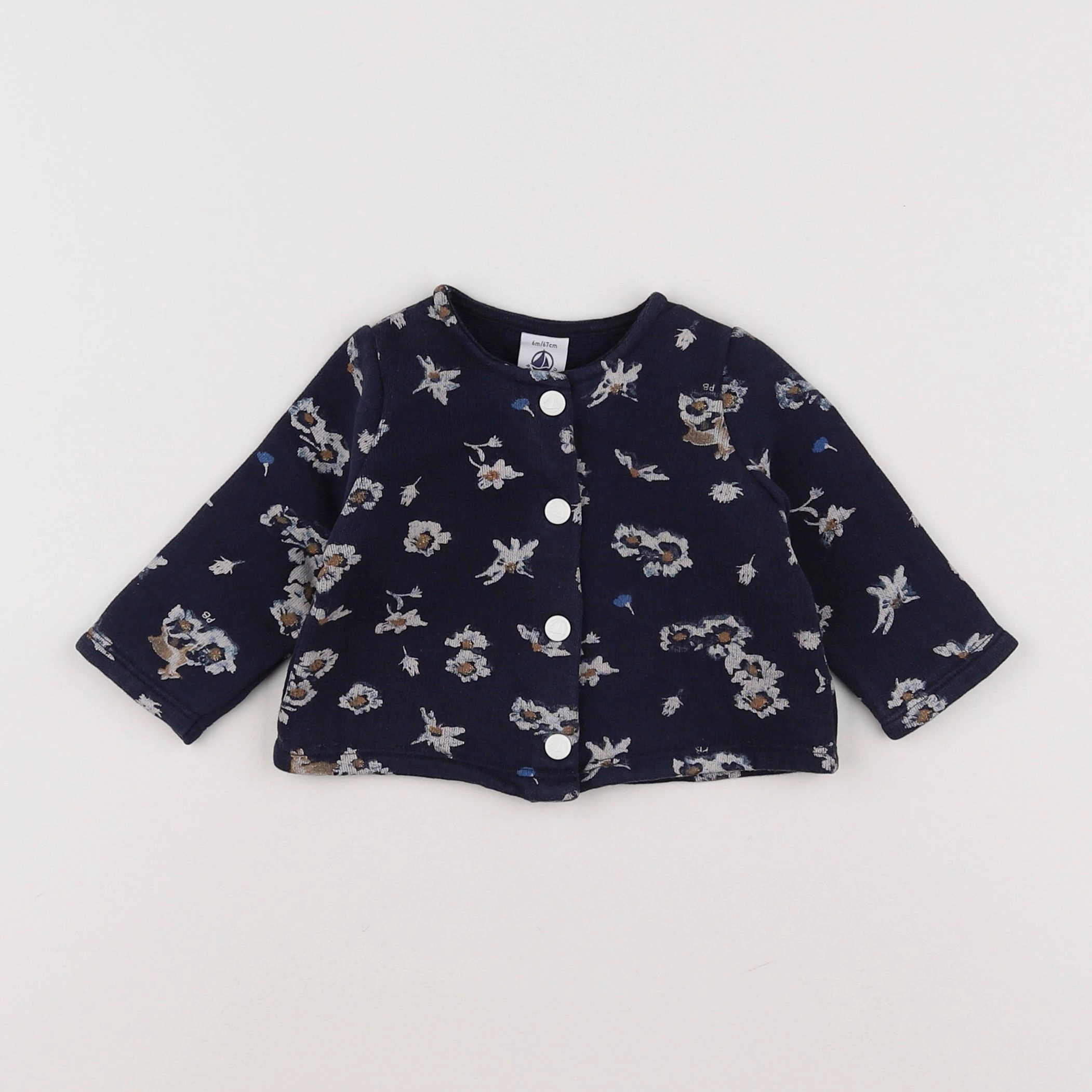 Petit Bateau - sweat bleu - 6 mois