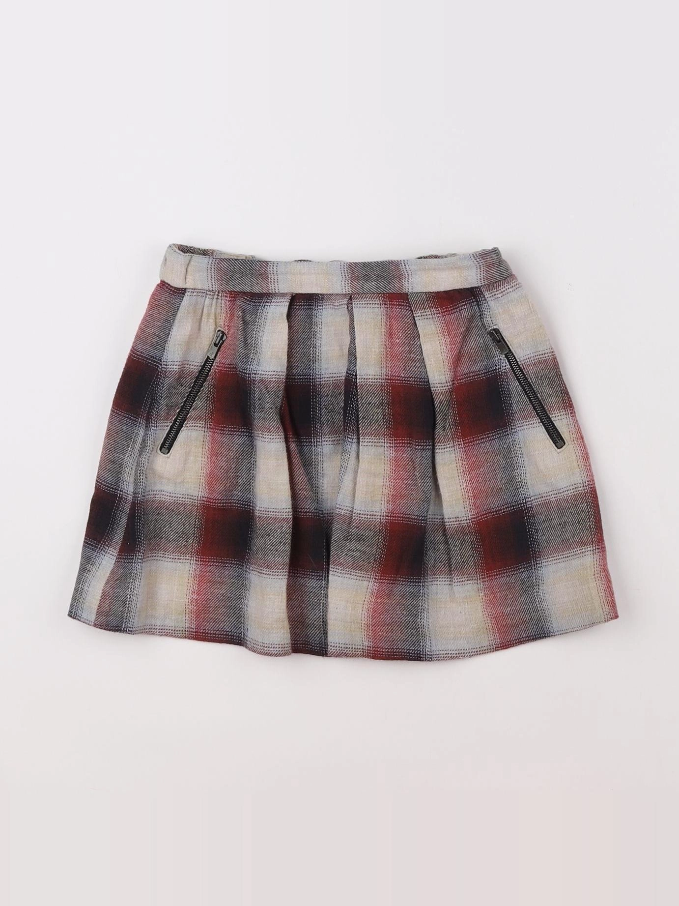 Bonpoint - jupe gris, rouge - 8 ans