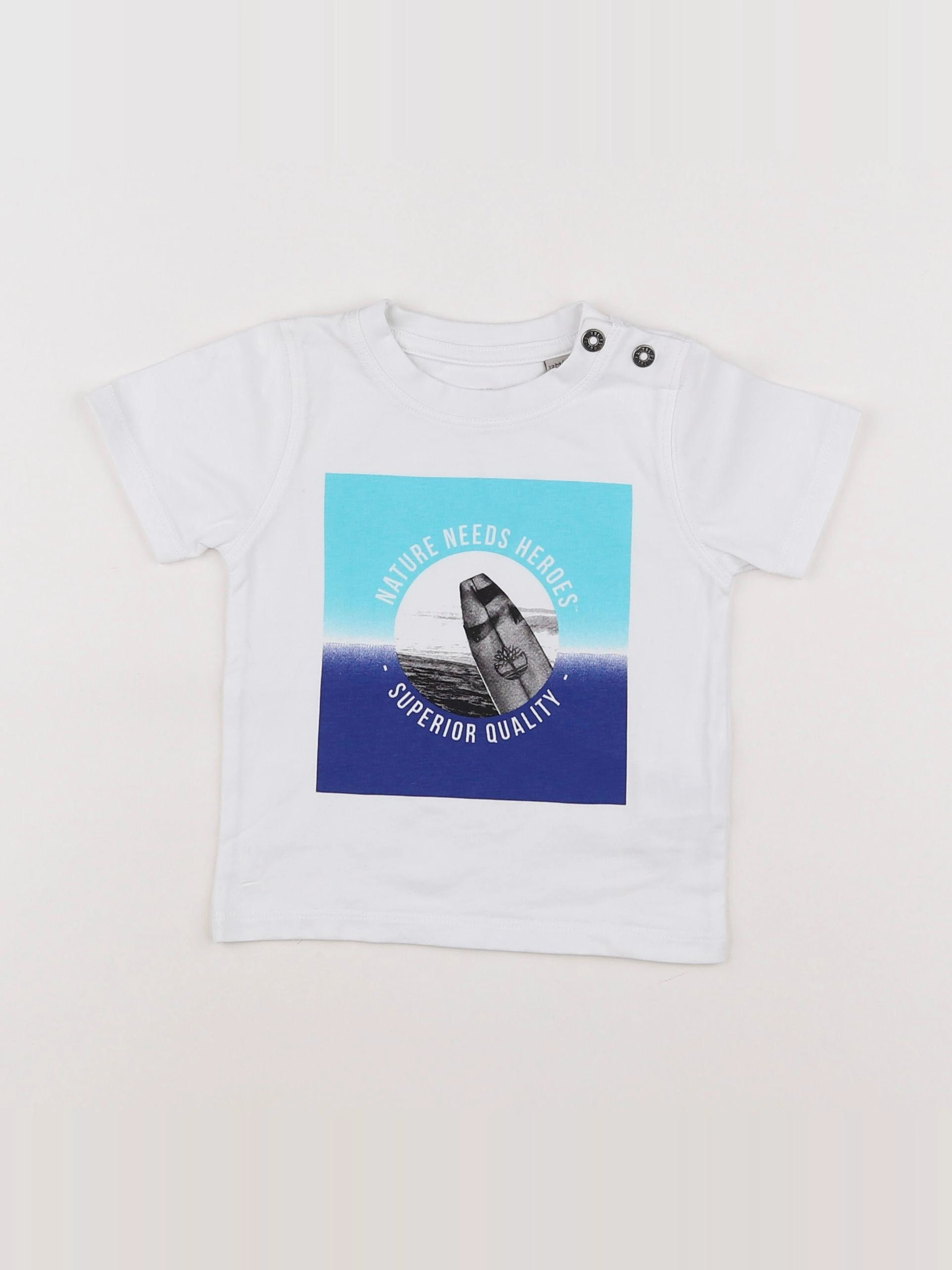 Timberland - tee-shirt blanc, bleu - 12 mois