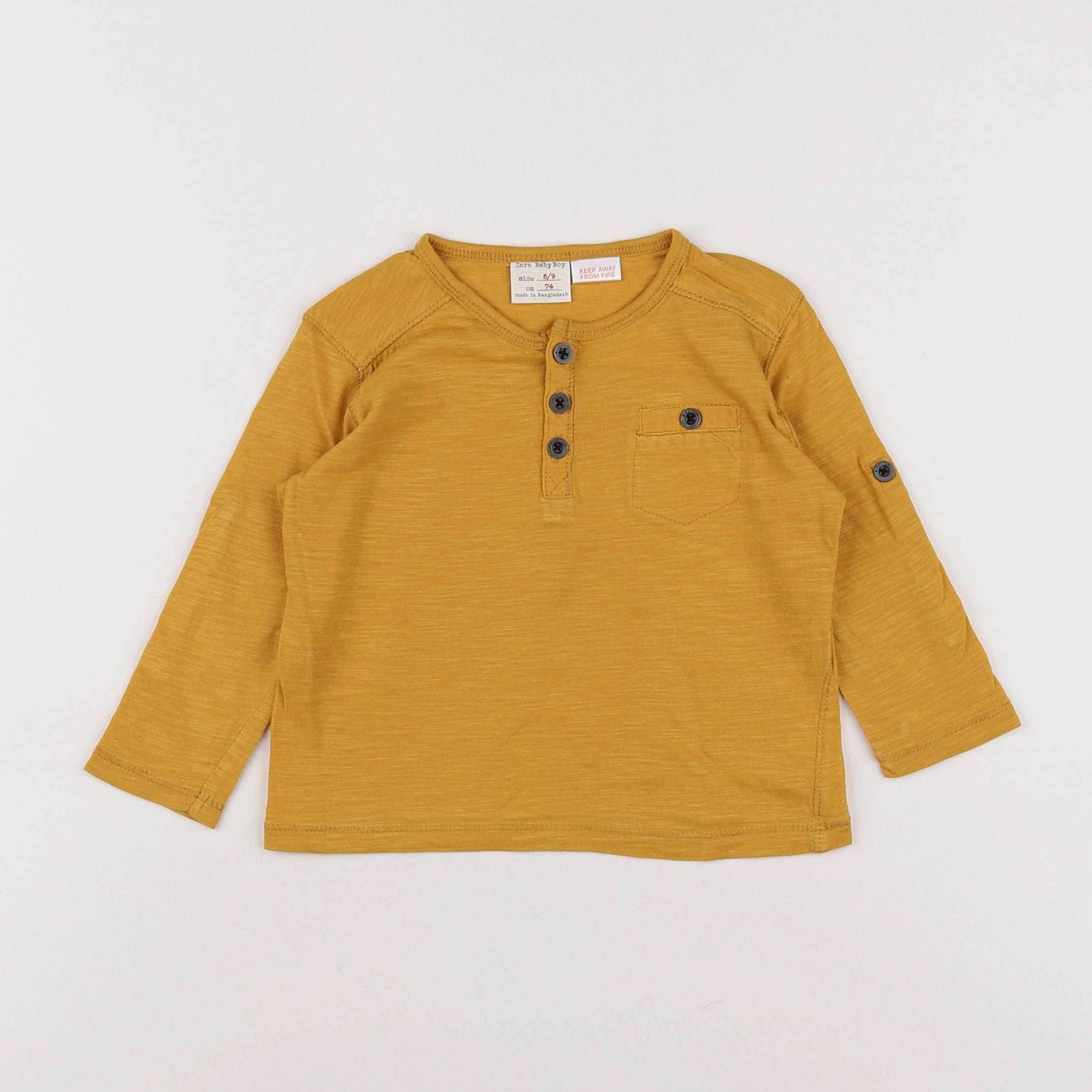 Zara - tee-shirt jaune - 6/9 mois