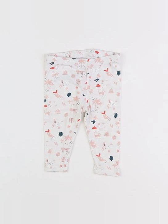 Vertbaudet - legging blanc, rose - 6 mois