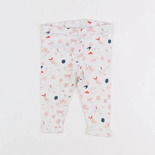 Vertbaudet - legging blanc, rose - 6 mois