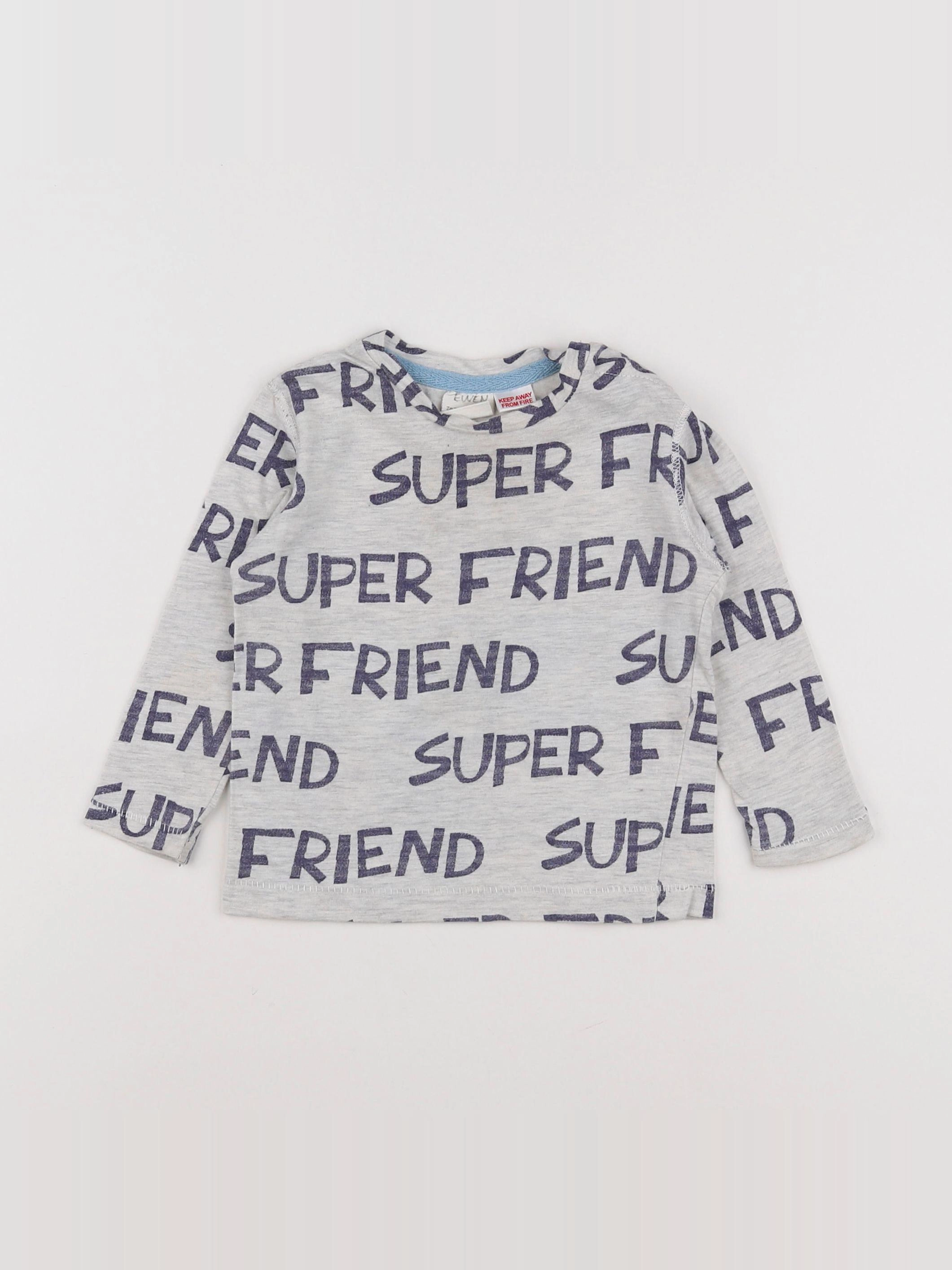 Zara - tee-shirt gris, bleu - 9/12 mois