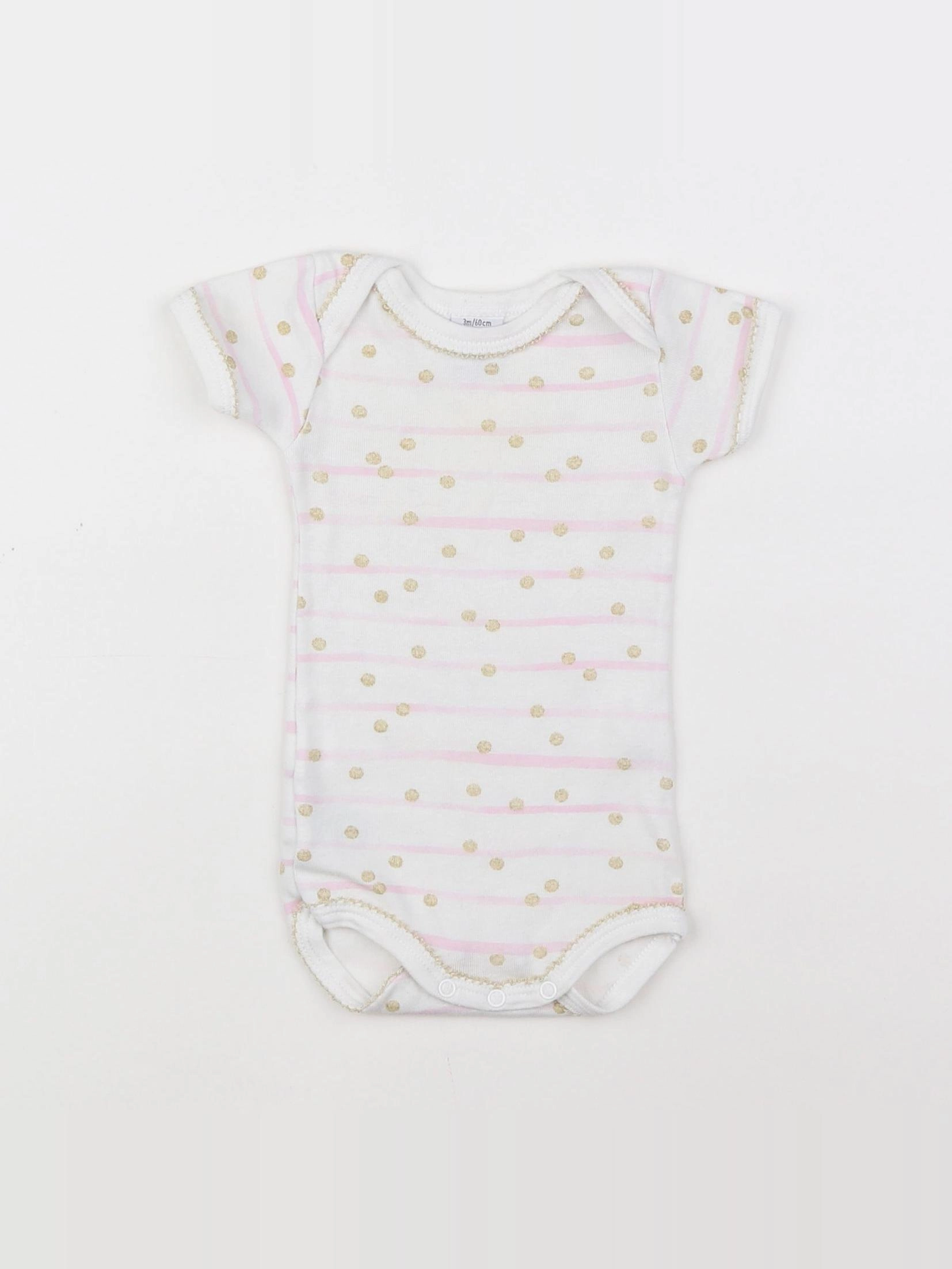 Petit Bateau - body rose, blanc - 3 mois
