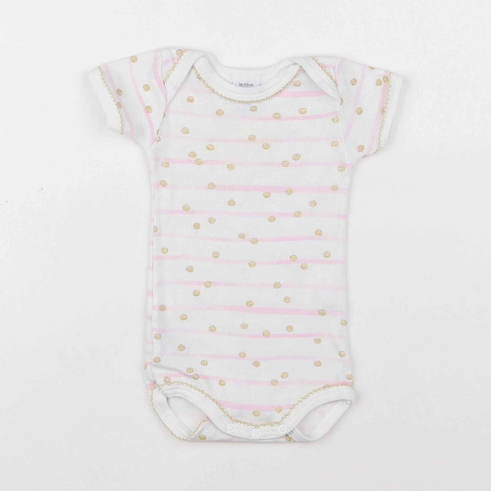 Petit Bateau - body rose, blanc - 3 mois