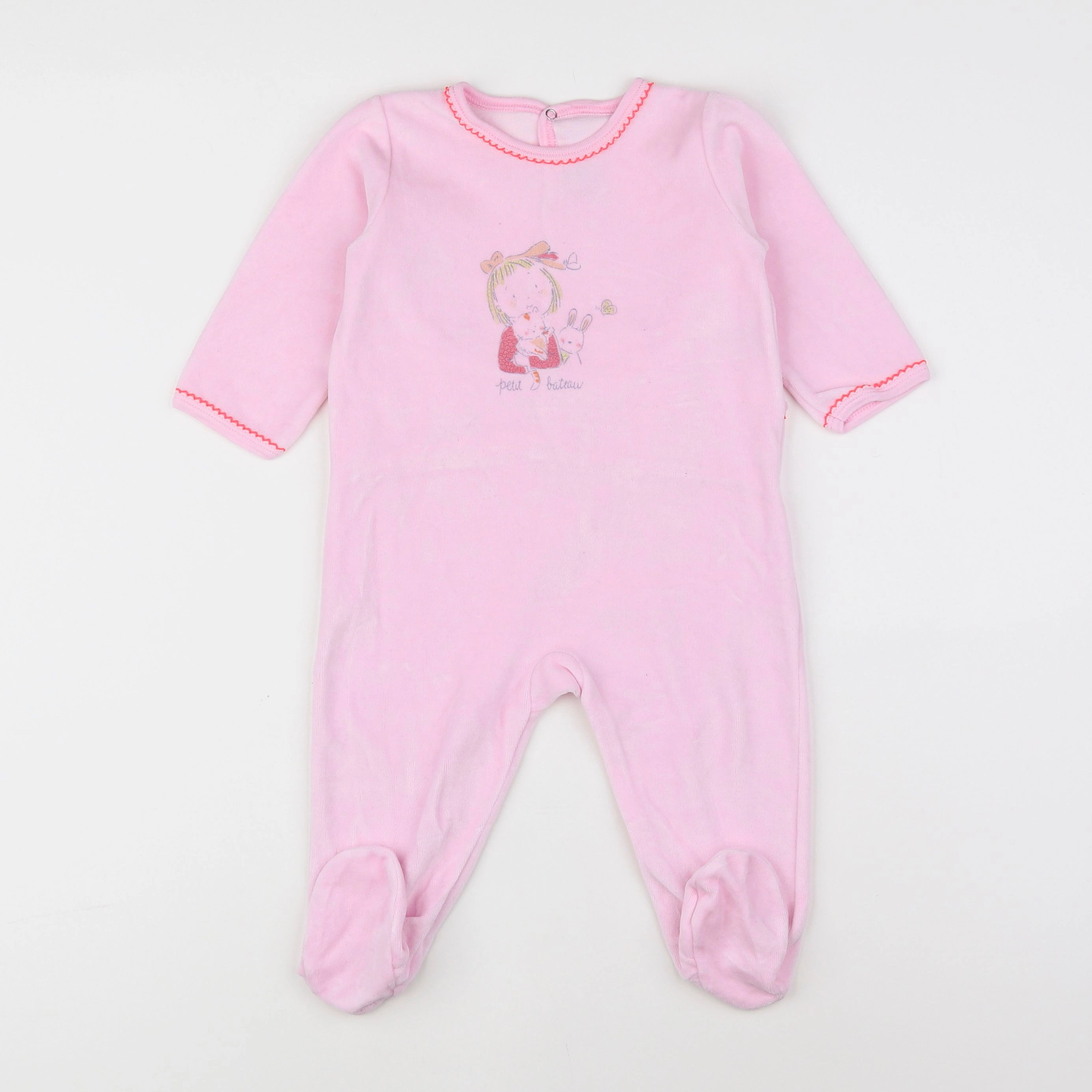 Petit Bateau - pyjama velours rose - 12 mois