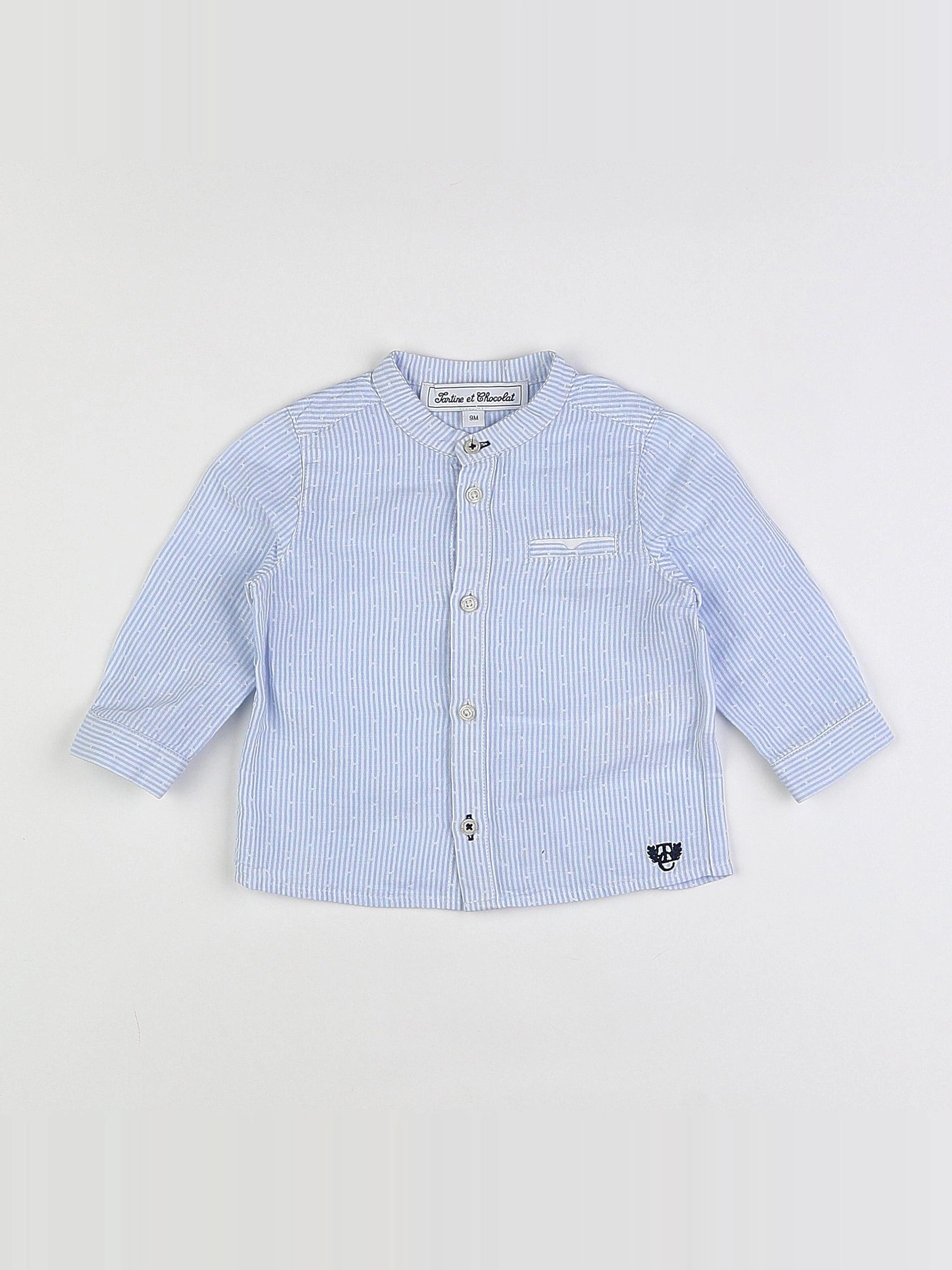 Tartine & Chocolat - chemise blanc, bleu - 9 mois