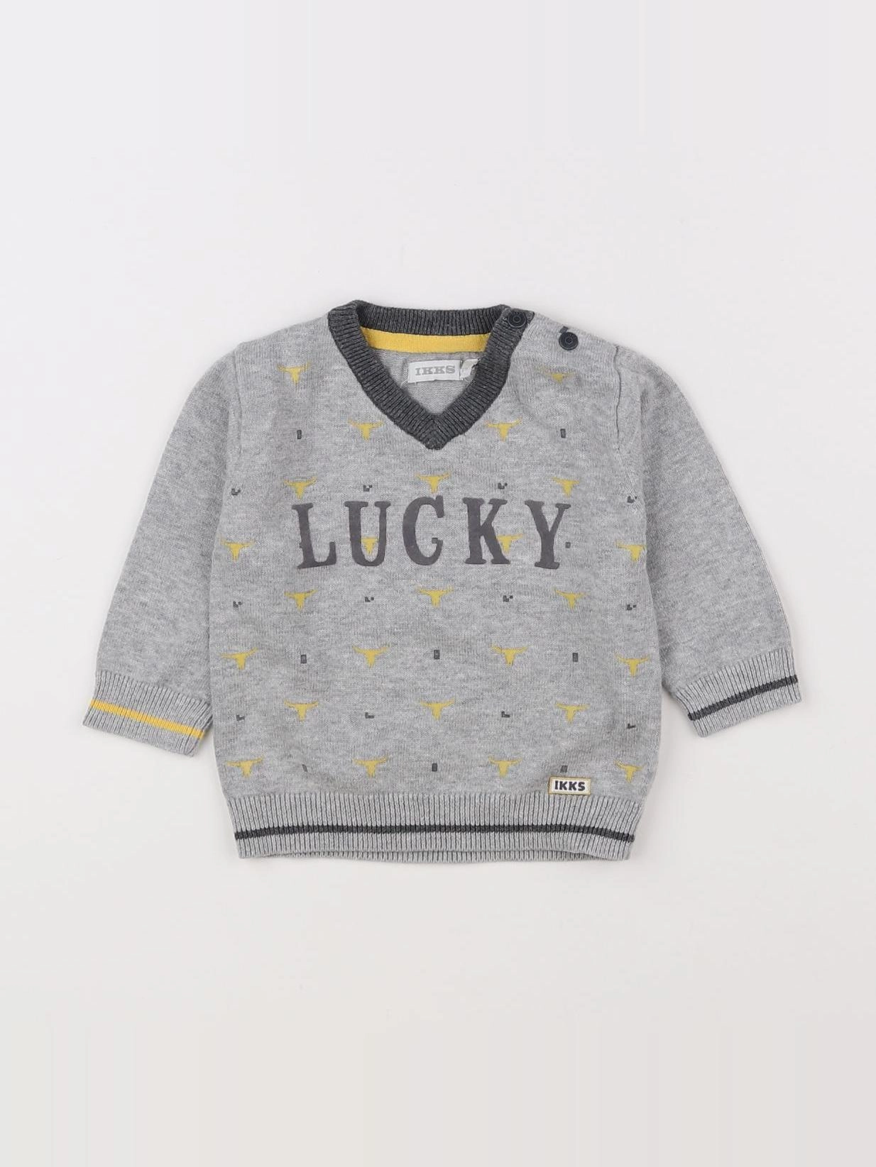 IKKS - pull gris, jaune - 6 mois