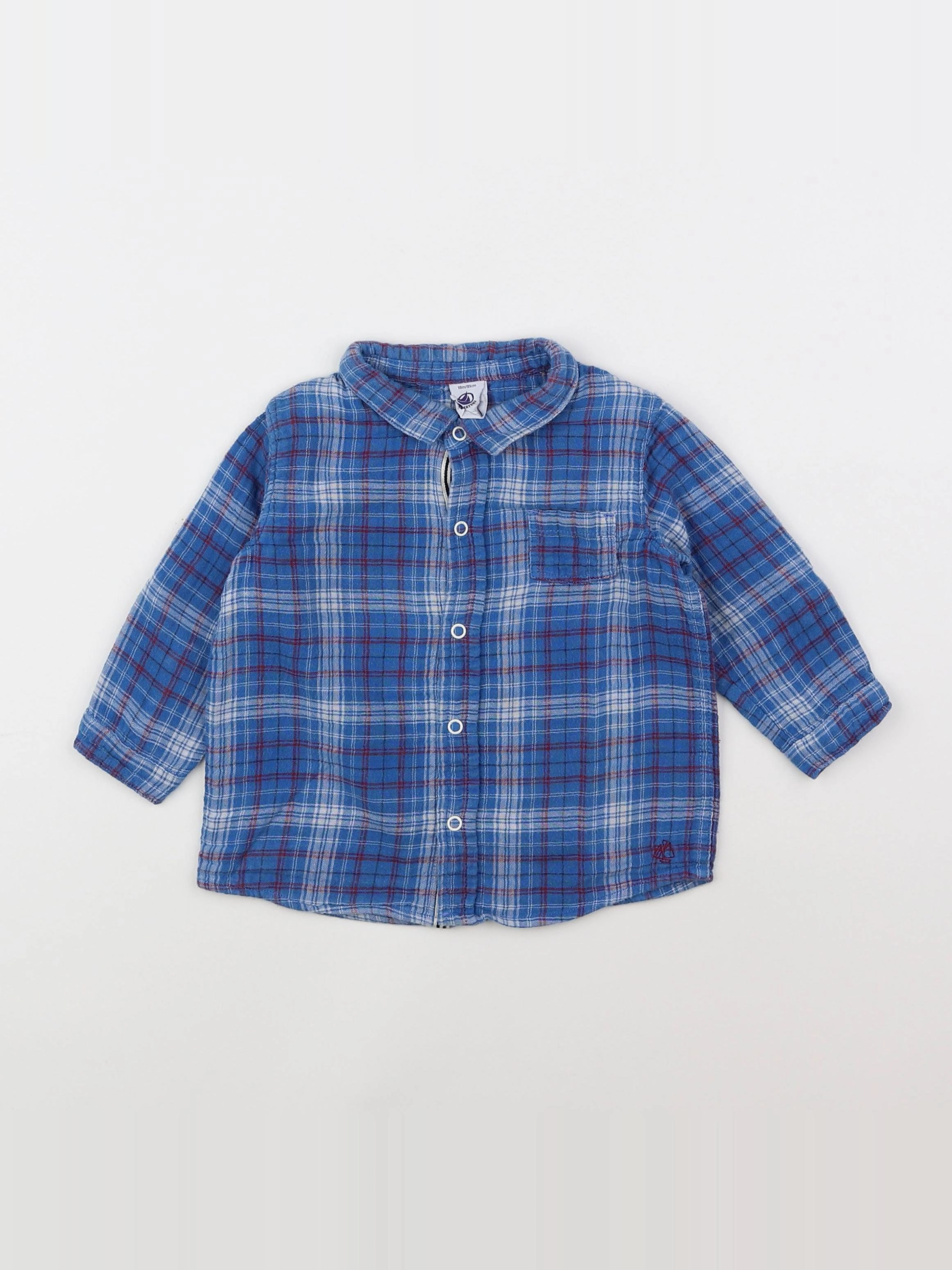 Petit Bateau - chemise bleu - 18 mois