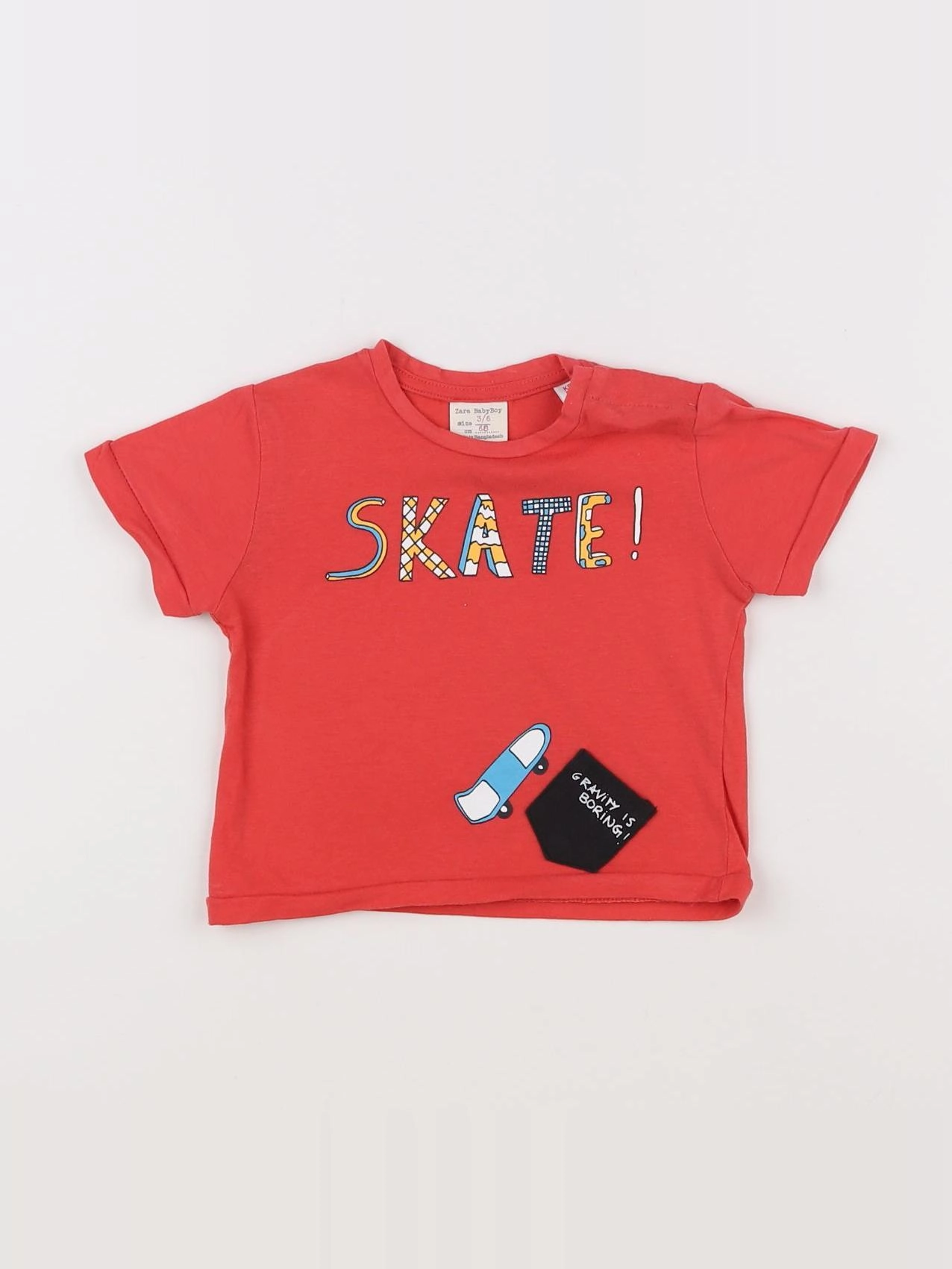 Zara - tee-shirt orange - 3/6 mois