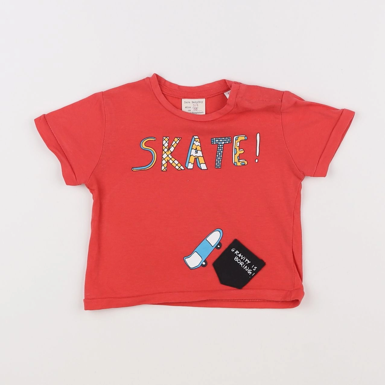 Zara - tee-shirt orange - 3/6 mois