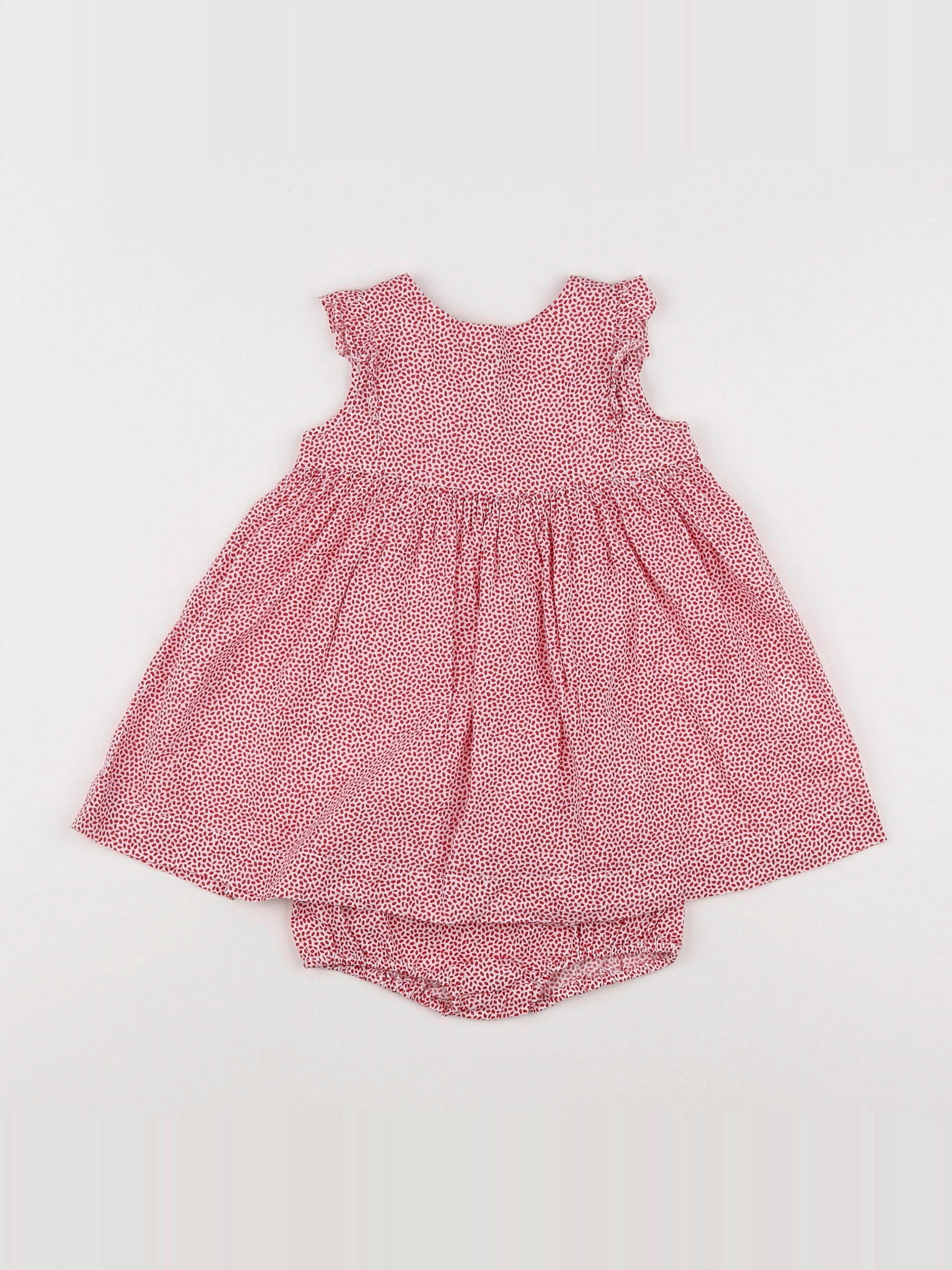 Boutchou - robe rouge, blanc - 9 mois