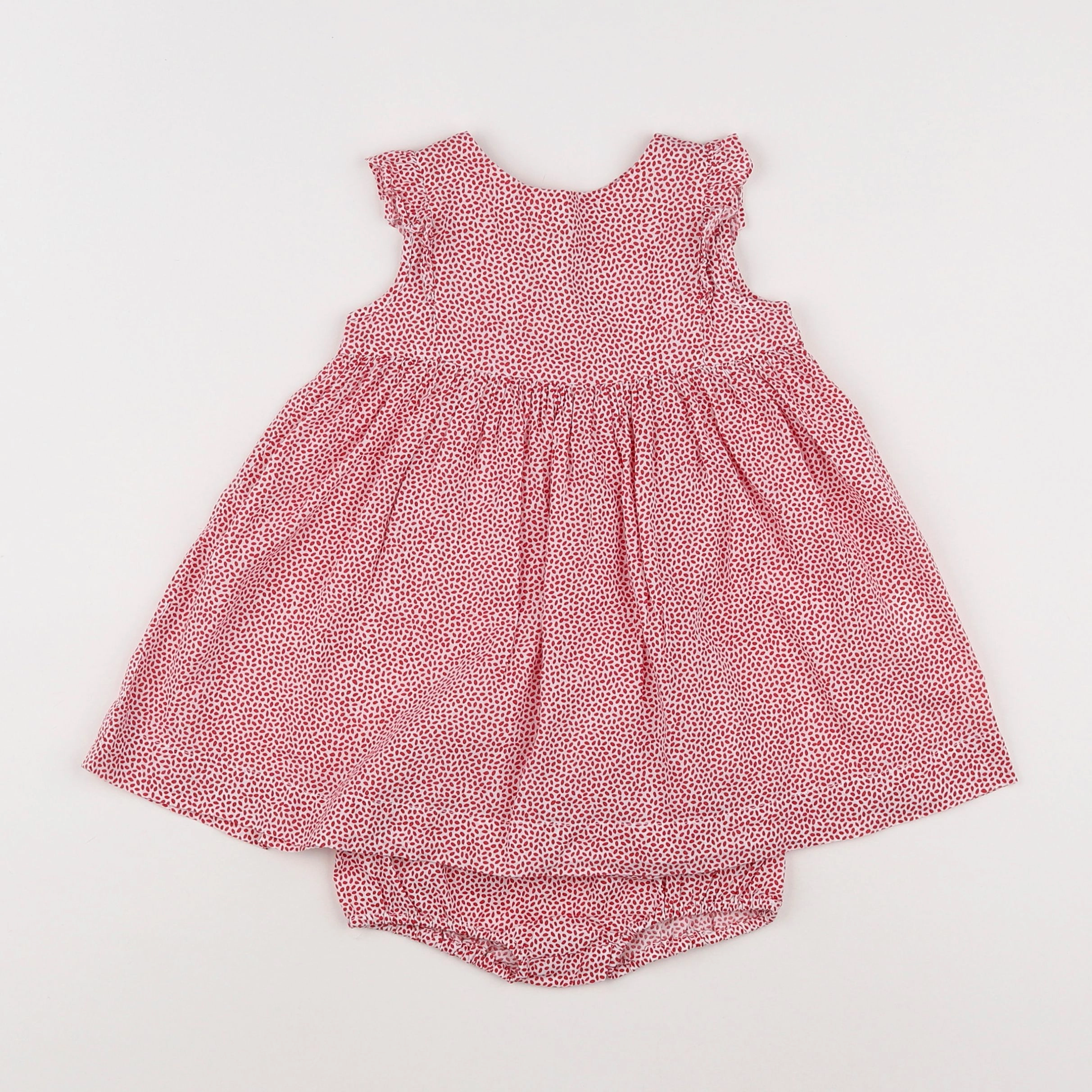 Boutchou - robe rouge, blanc - 9 mois