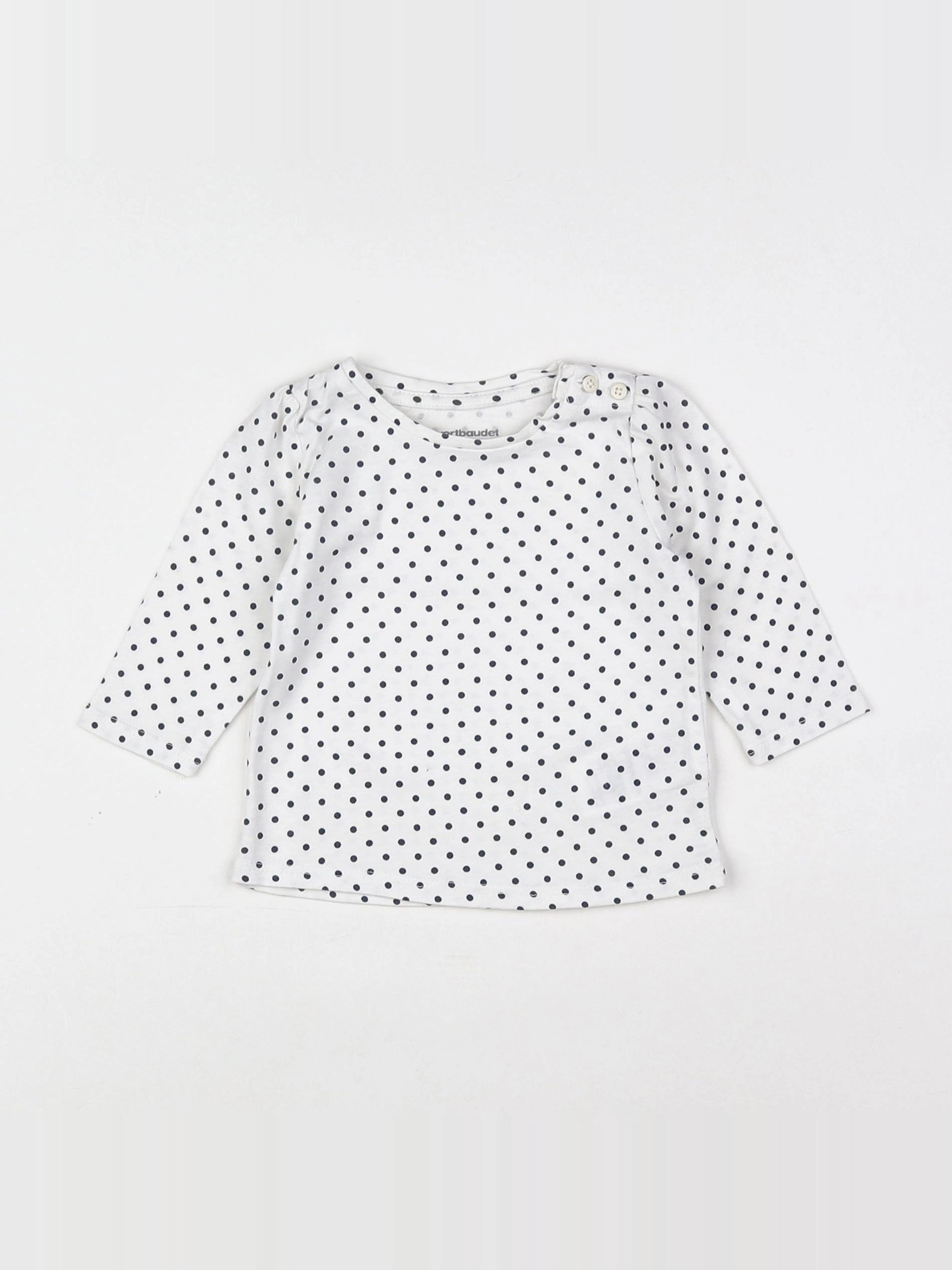 Vertbaudet - tee-shirt blanc, noir - 3 mois