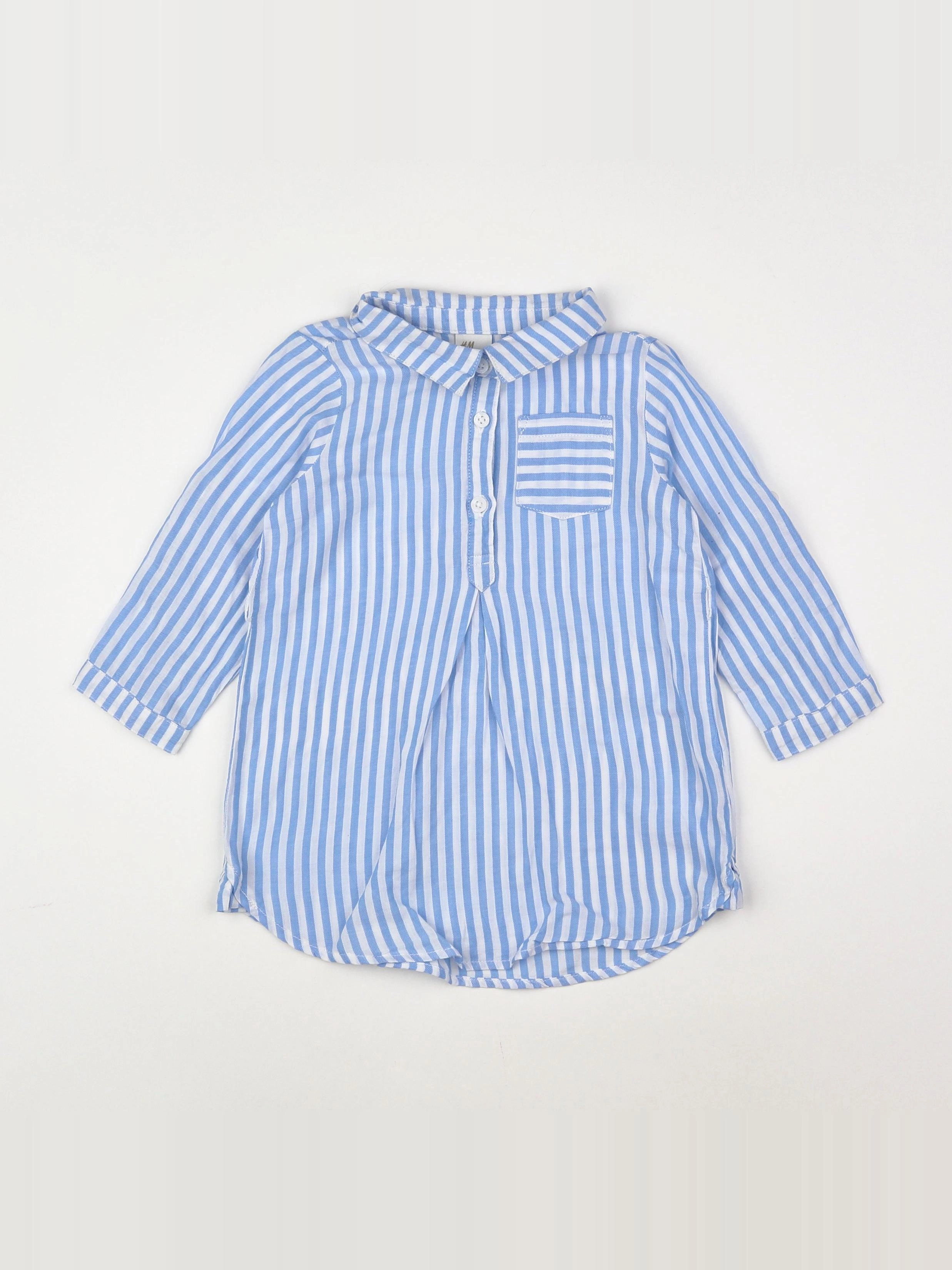 H&M - robe blanc, bleu - 9/12 mois
