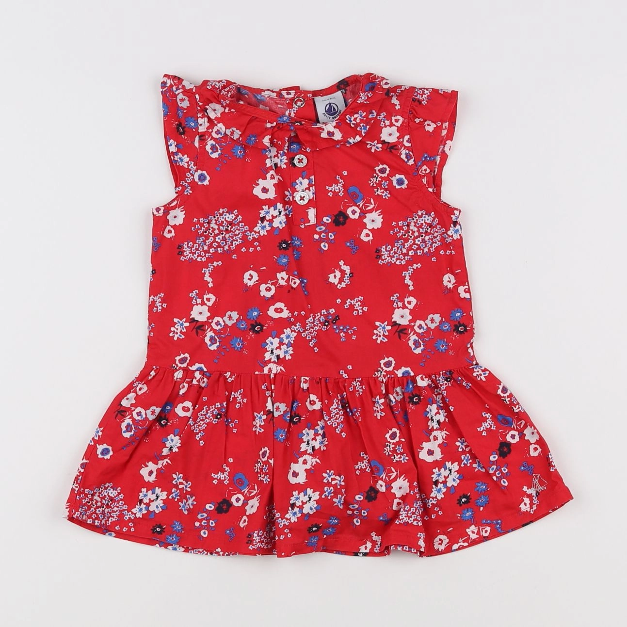 Petit Bateau - robe rouge, bleu - 6 mois