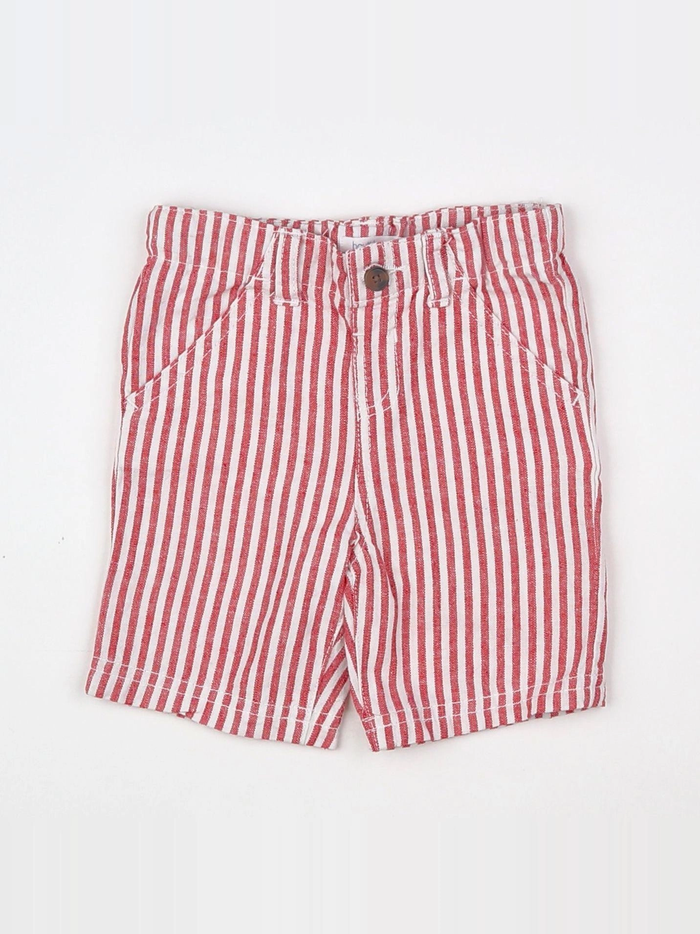 Boutchou - short blanc, rouge - 6 mois