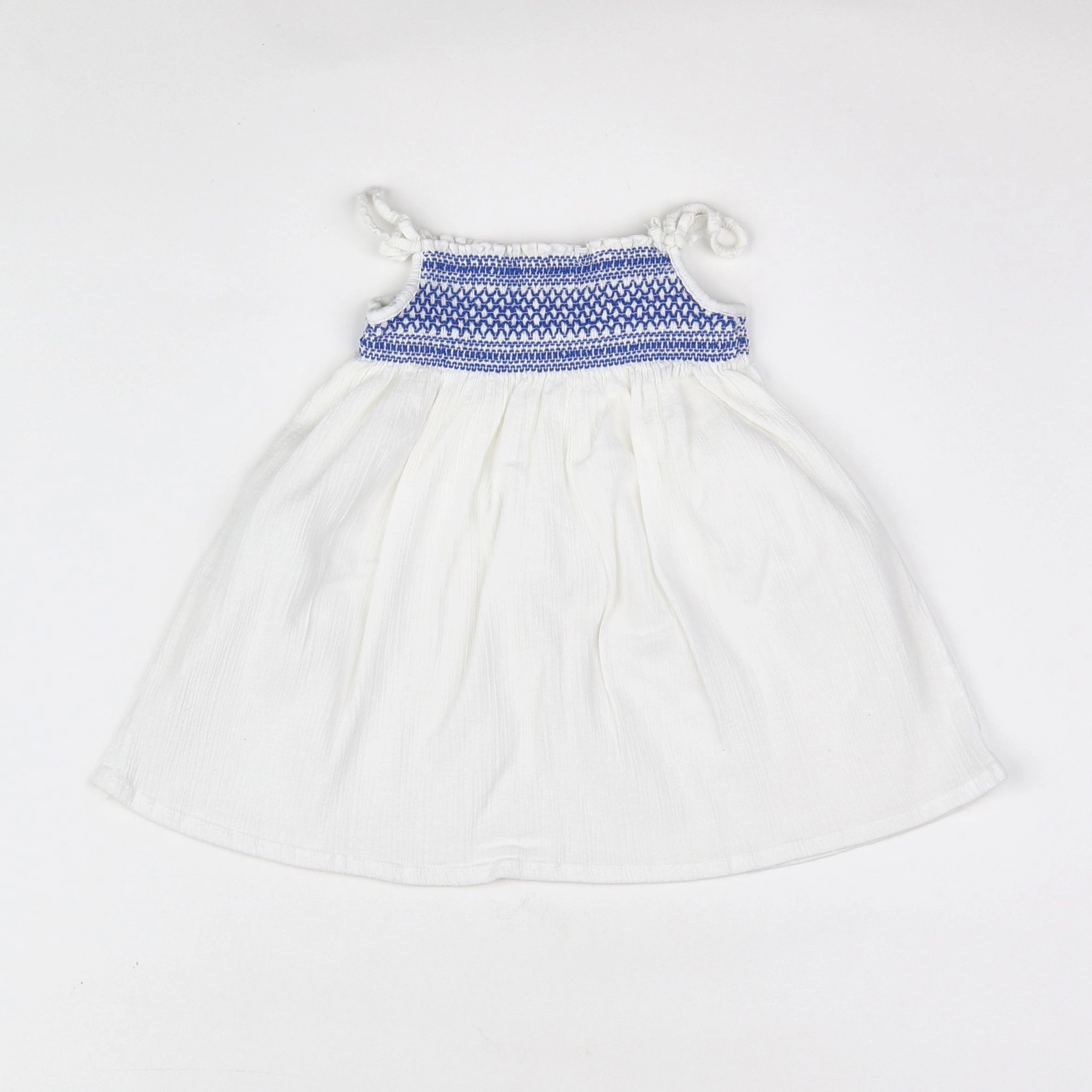 H&M - robe blanc, bleu - 6/9 mois