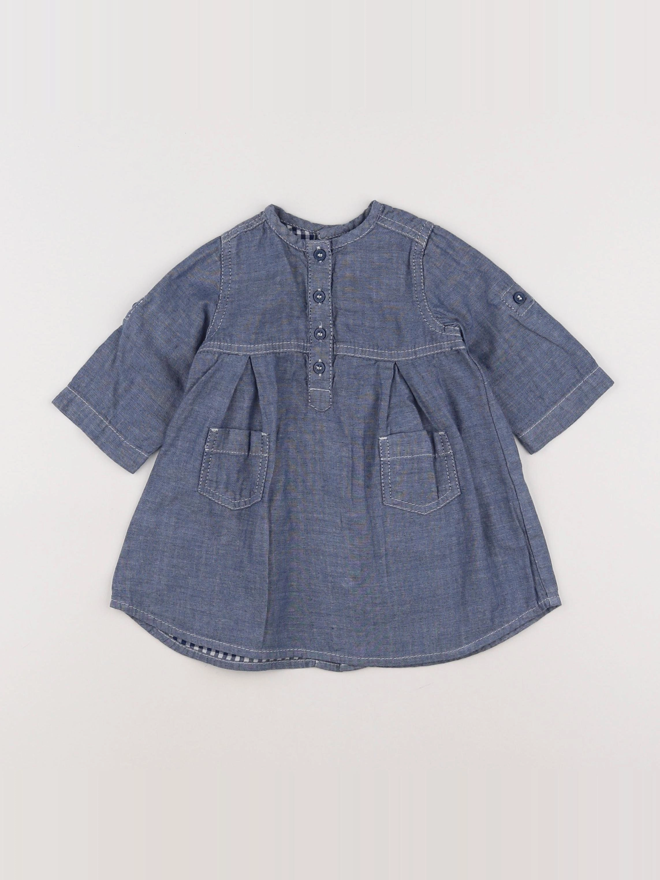 Petit Bateau - robe bleu - 6 mois