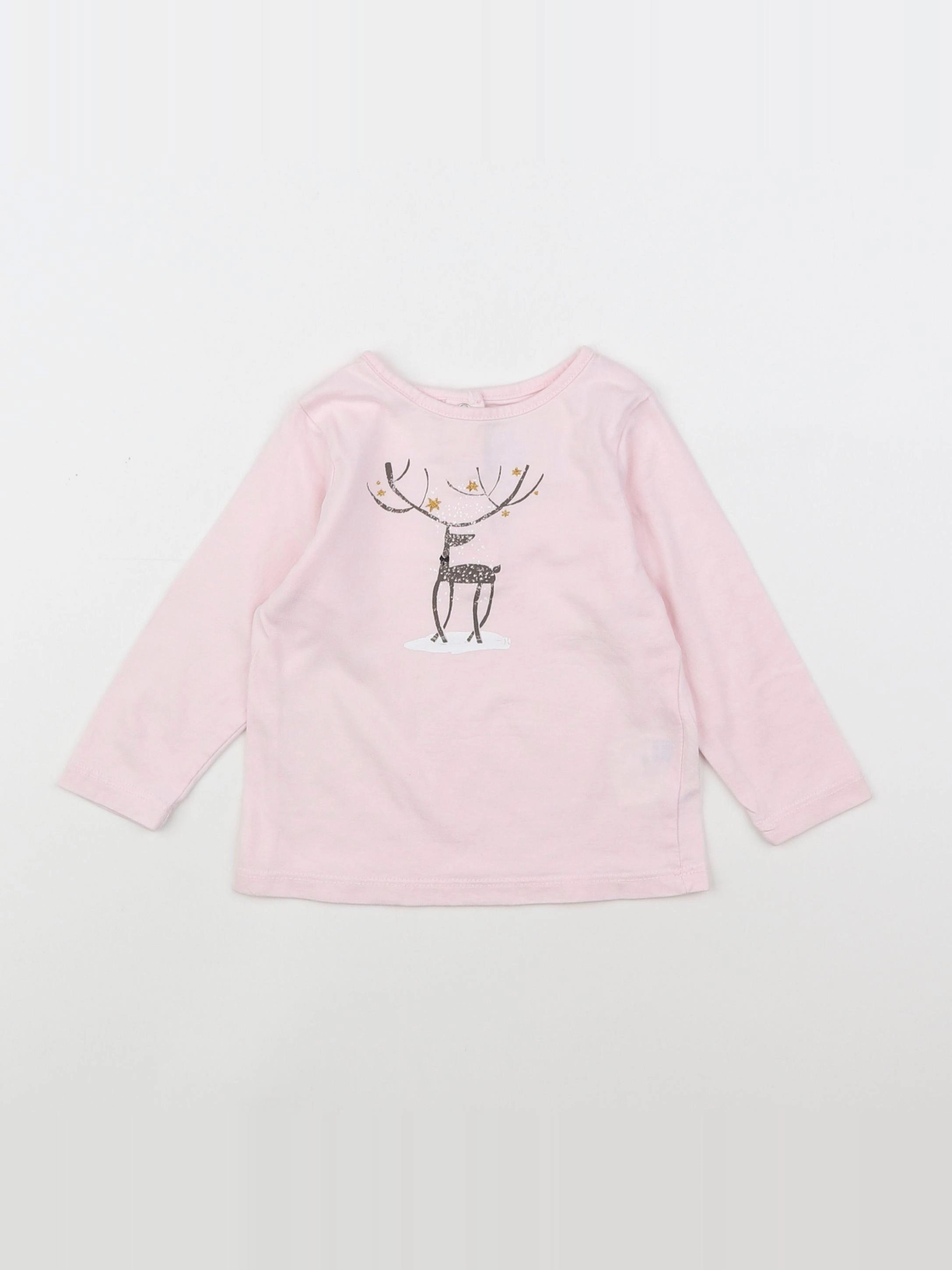 Cadet Rousselle - tee-shirt rose, or - 12 mois