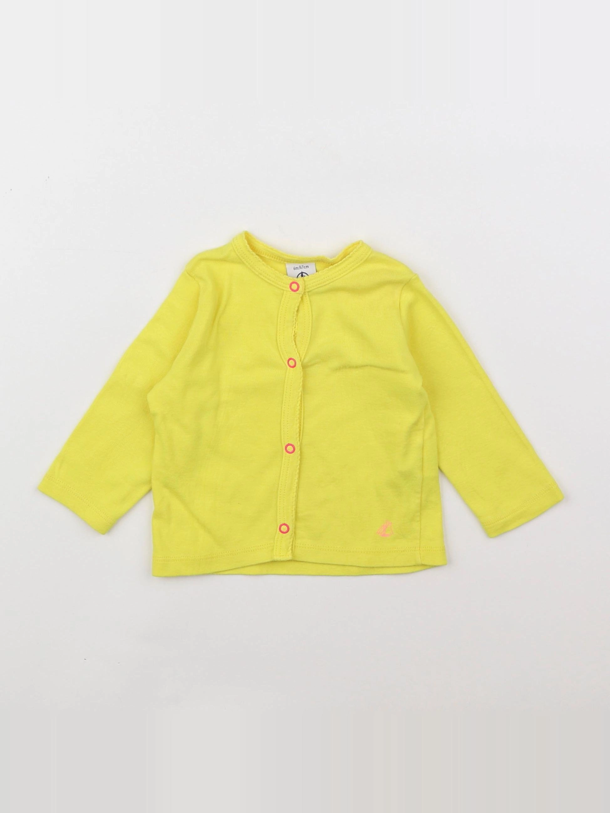 Petit Bateau - tee-shirt jaune fluo - 6 mois
